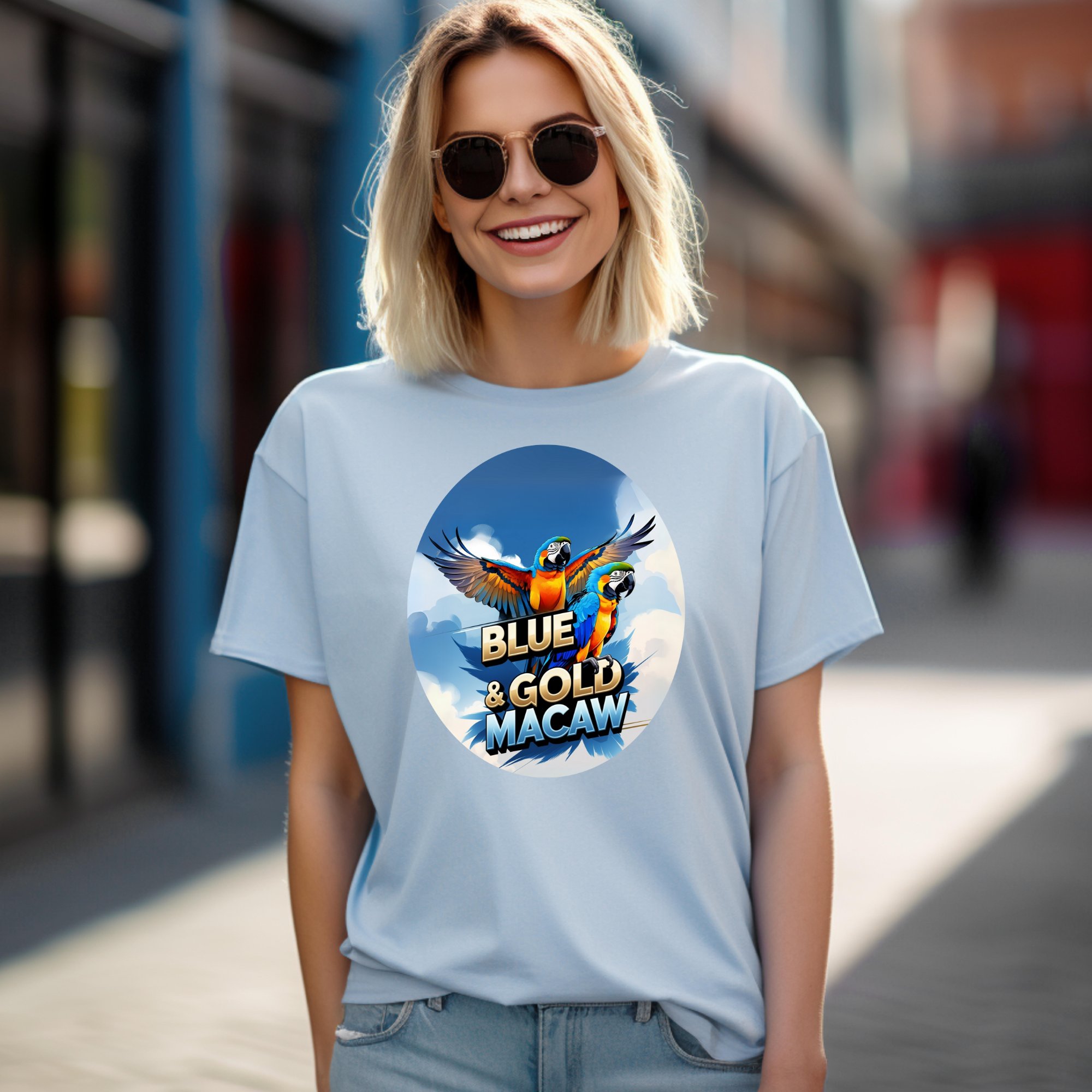 Blue & Gold Macaw Flying T-Shirt