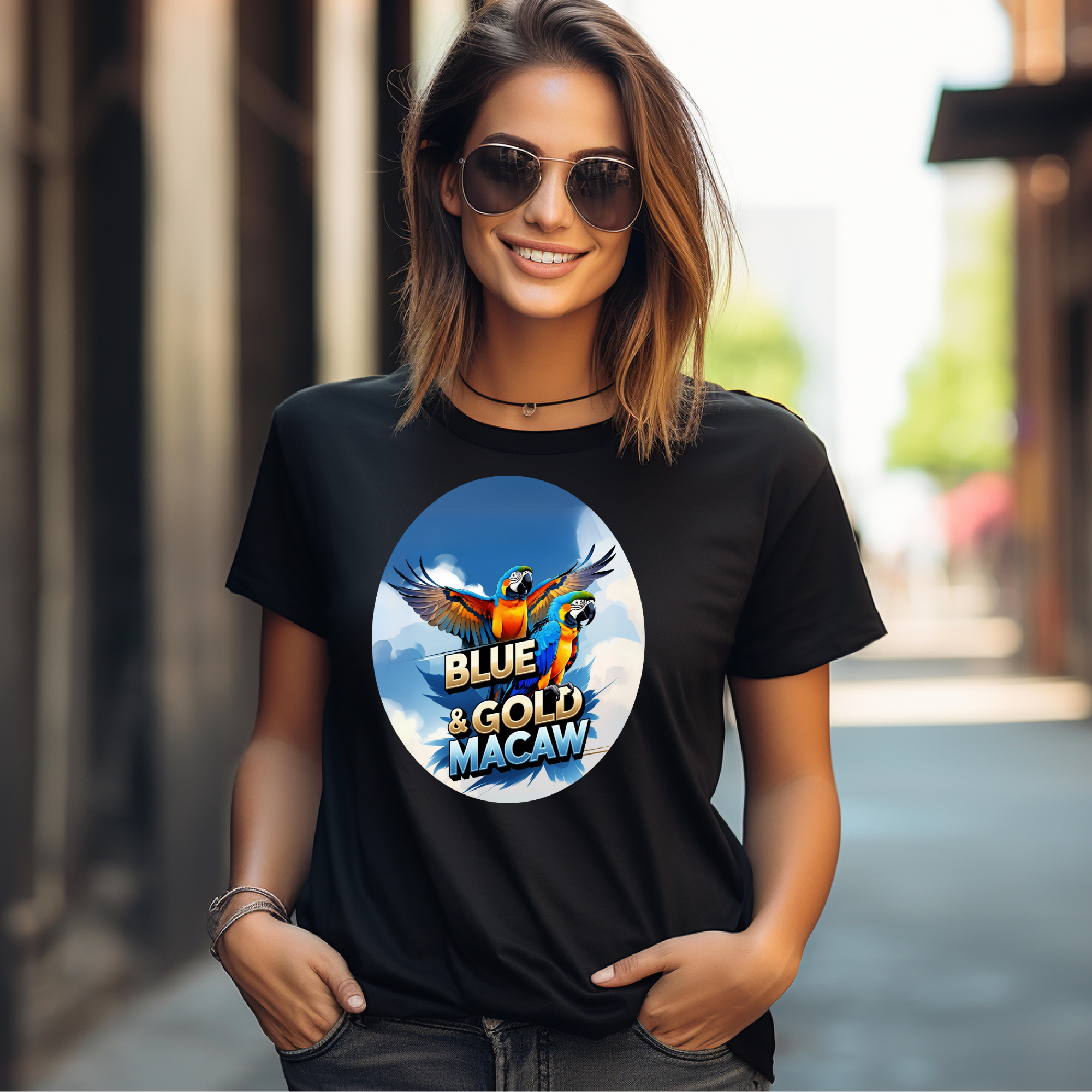 Blue & Gold Macaw Flying T-Shirt