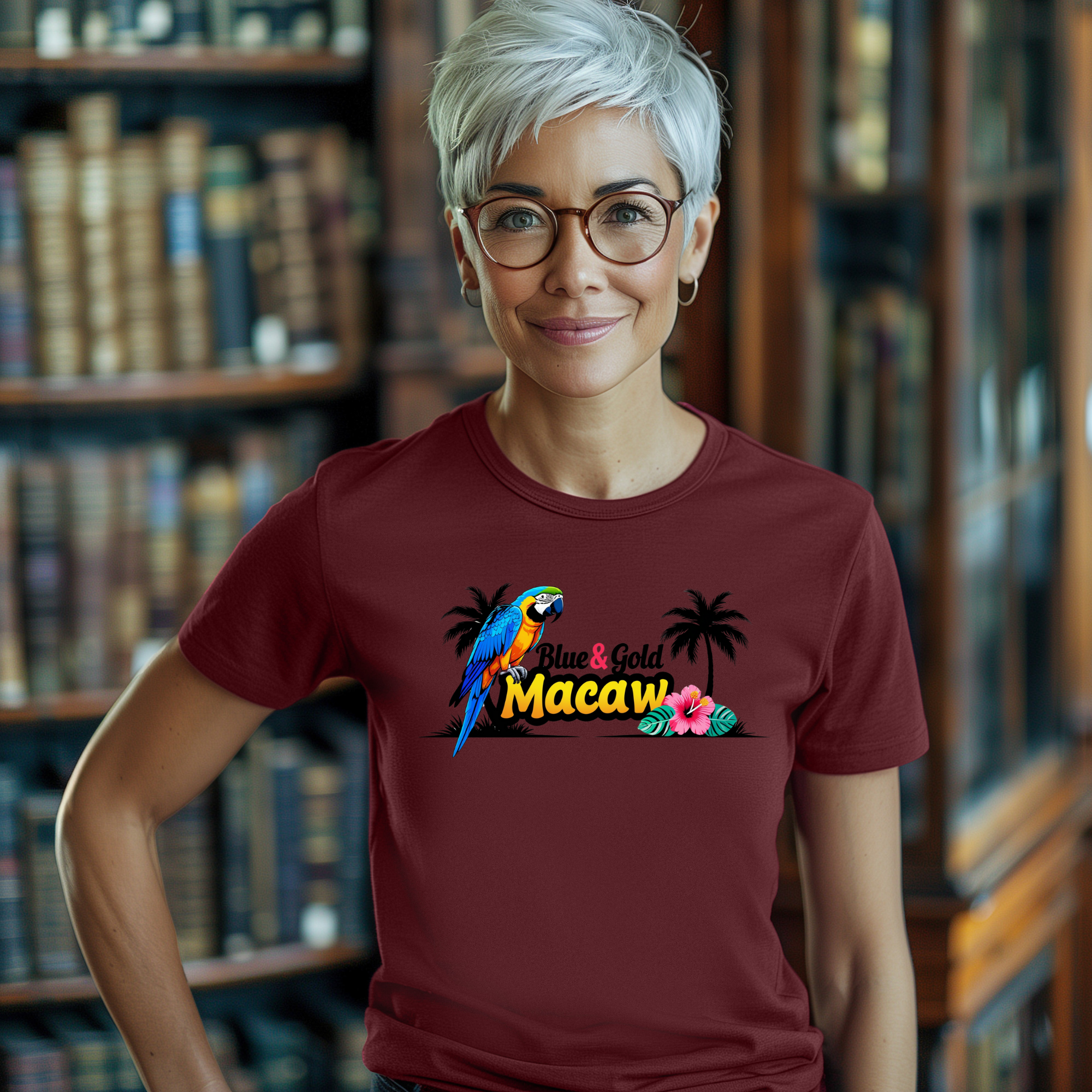 Blue & Gold Macaw Palm Tree T-Shirt