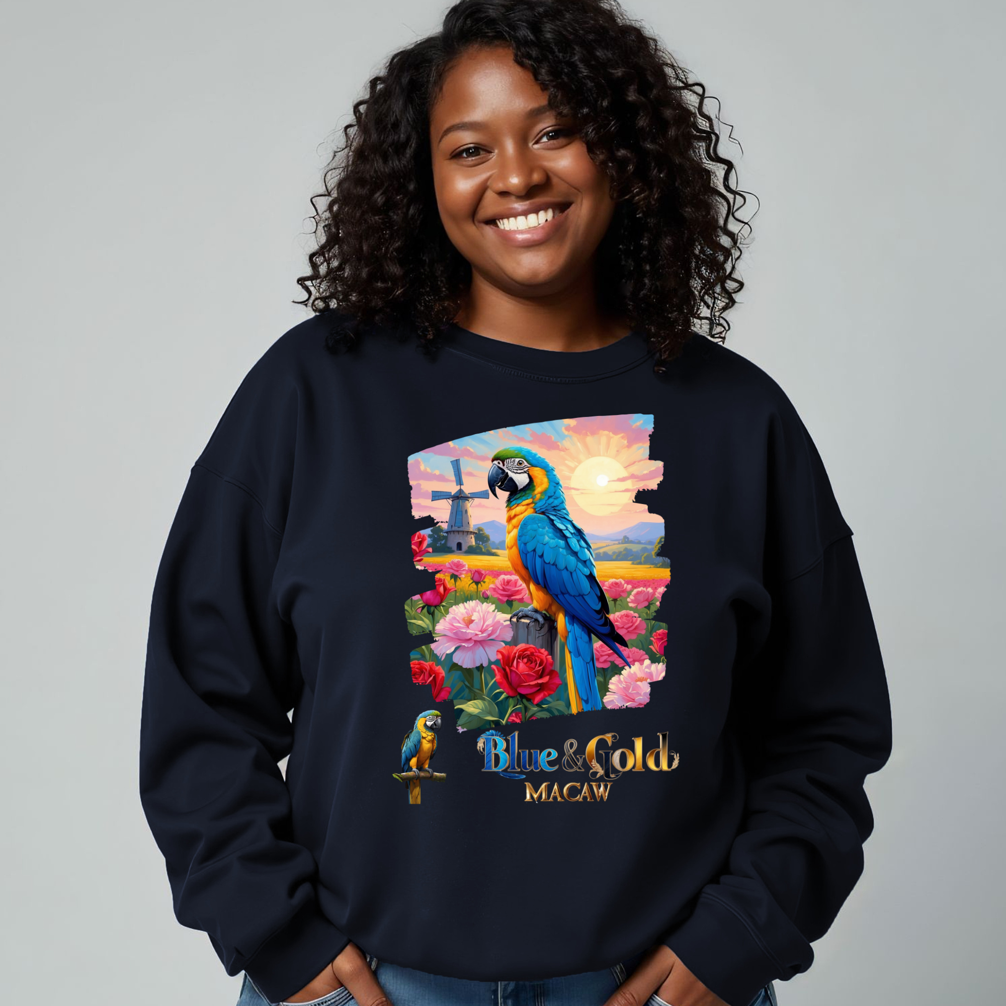Blue & Gold Macaw Pair Sweatshirt