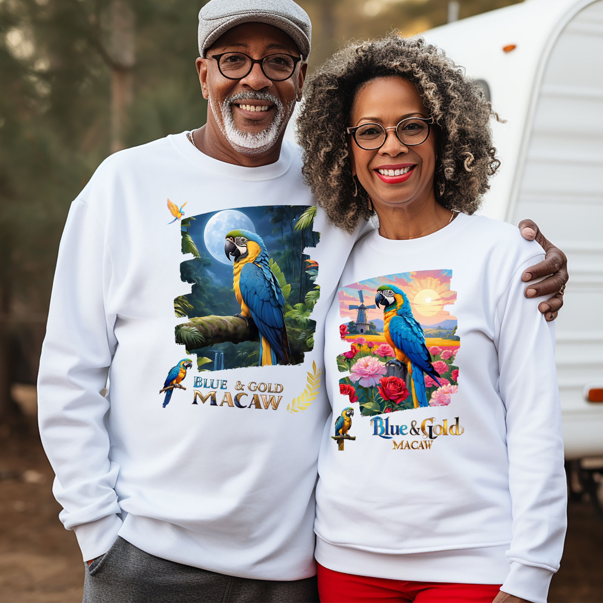 Blue & Gold Macaw Pair Sweatshirt