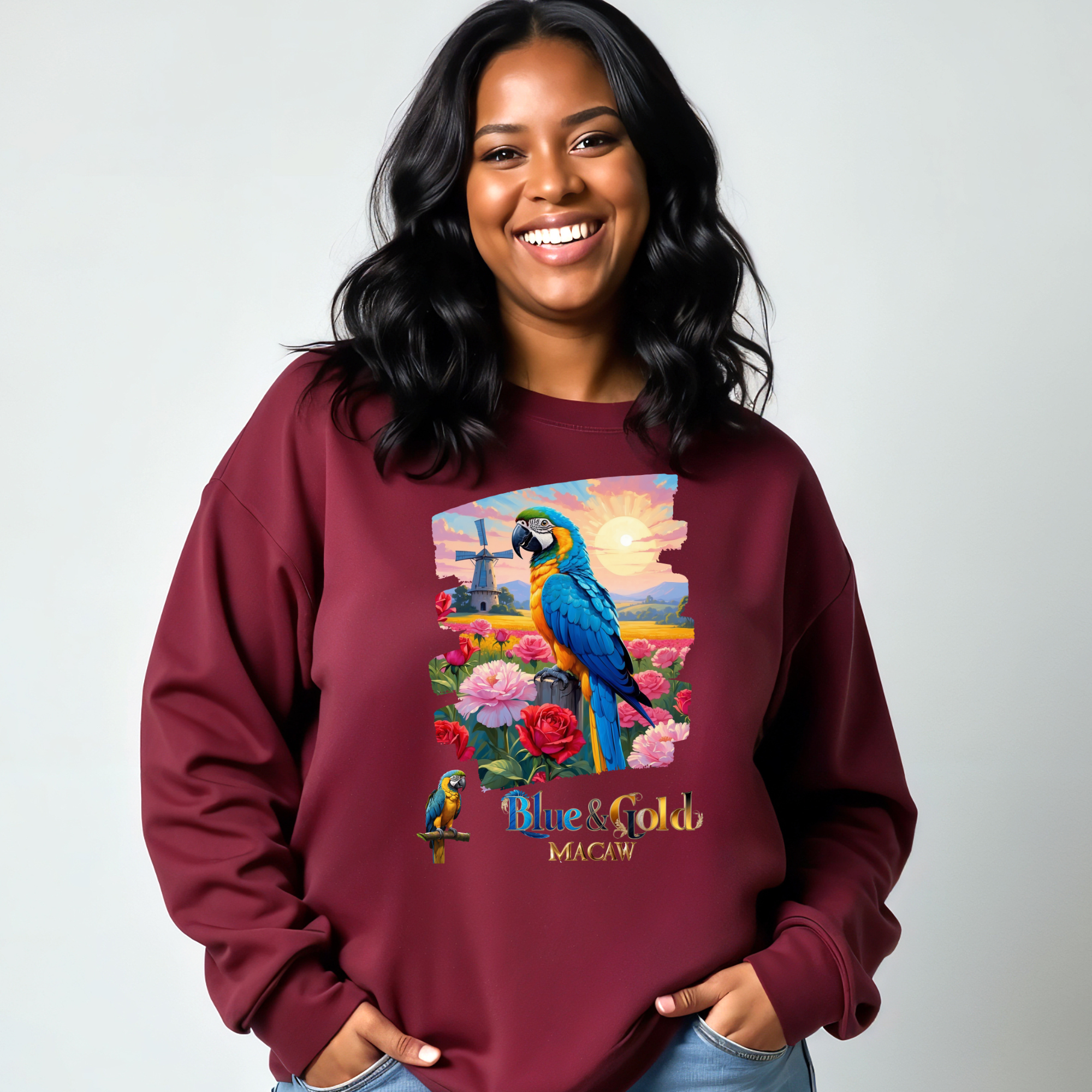Blue & Gold Macaw Pair Sweatshirt