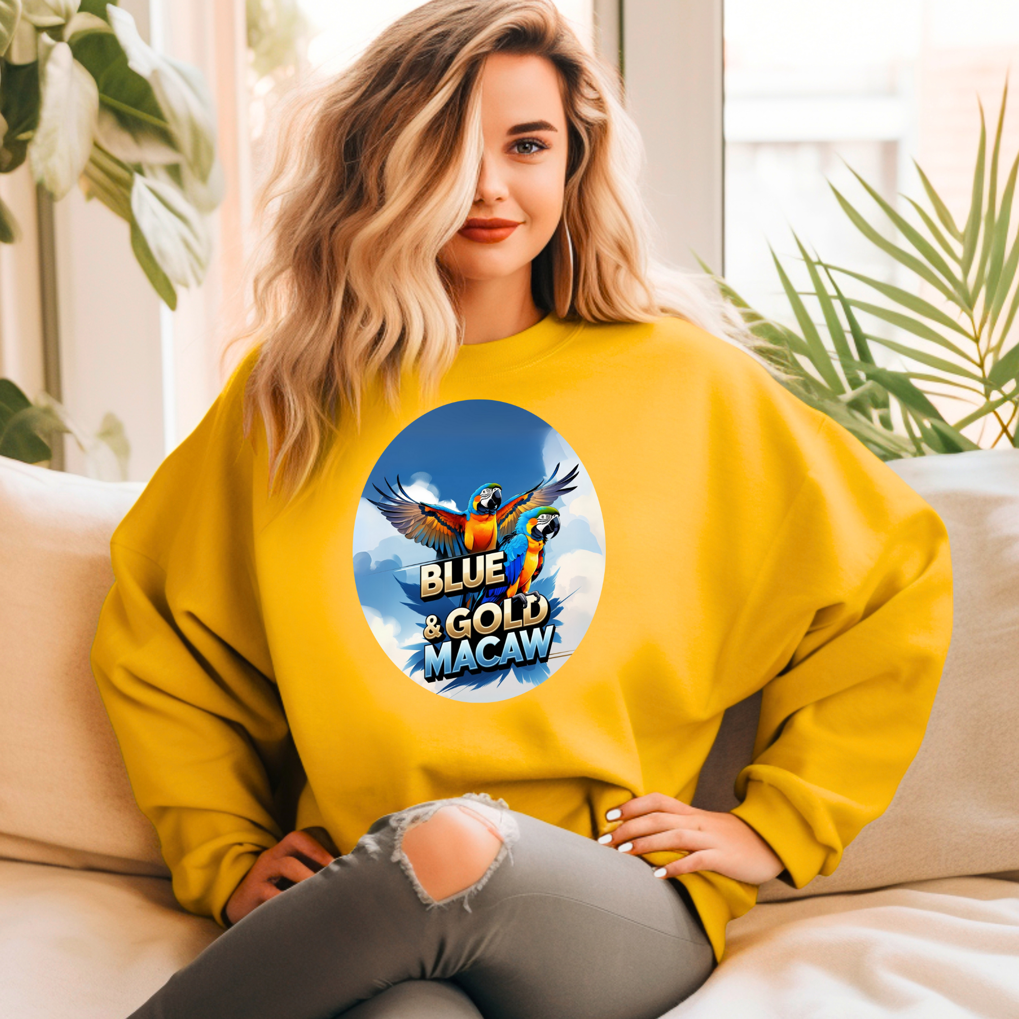 Blue & Gold Macaw Flying Sweatshirt