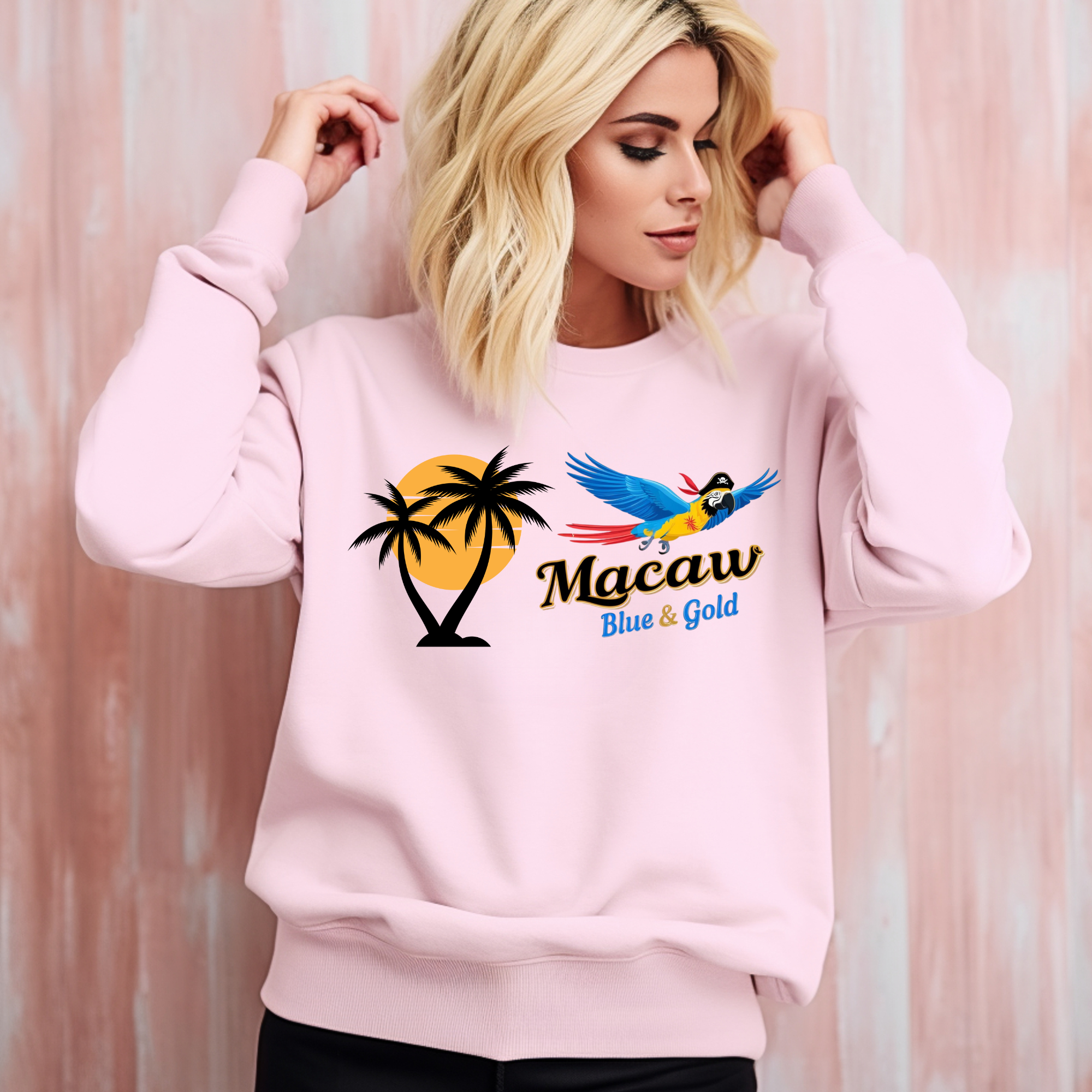Palm Tree Blue & Gold Macaw Sweatshirt