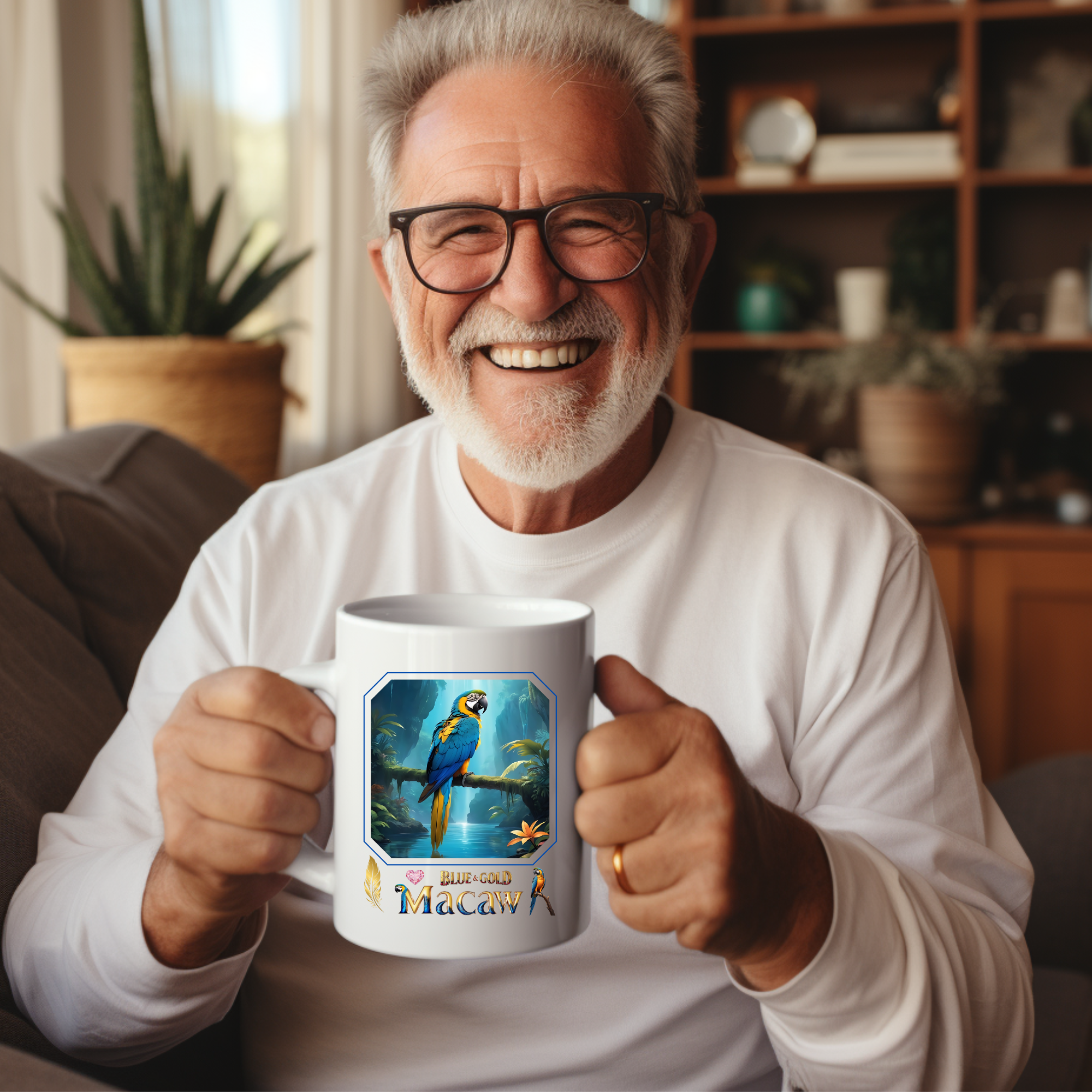 Blue & Gold Macaw Waterfall Mug
