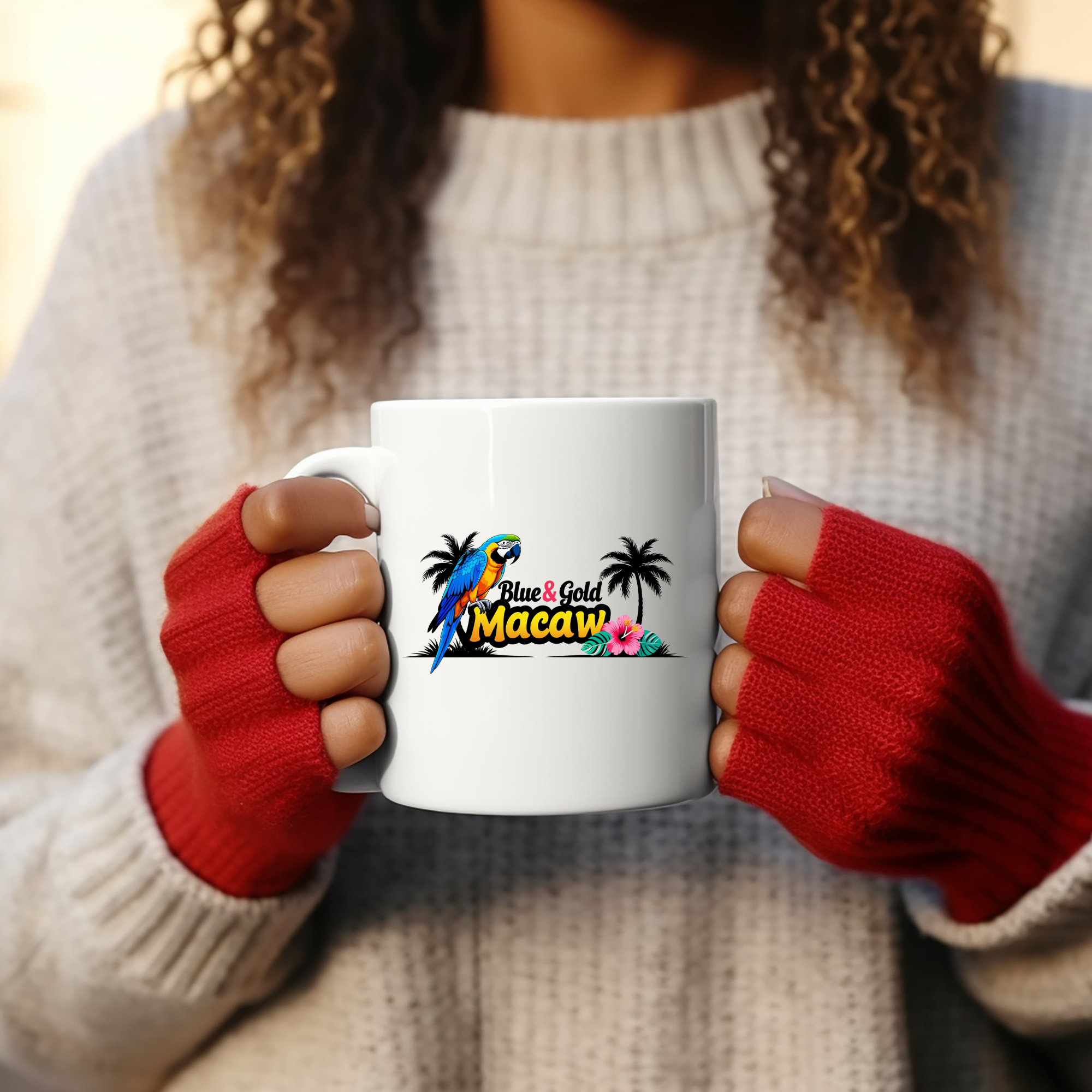 Blue & Gold Macaw Palm Tree Mug