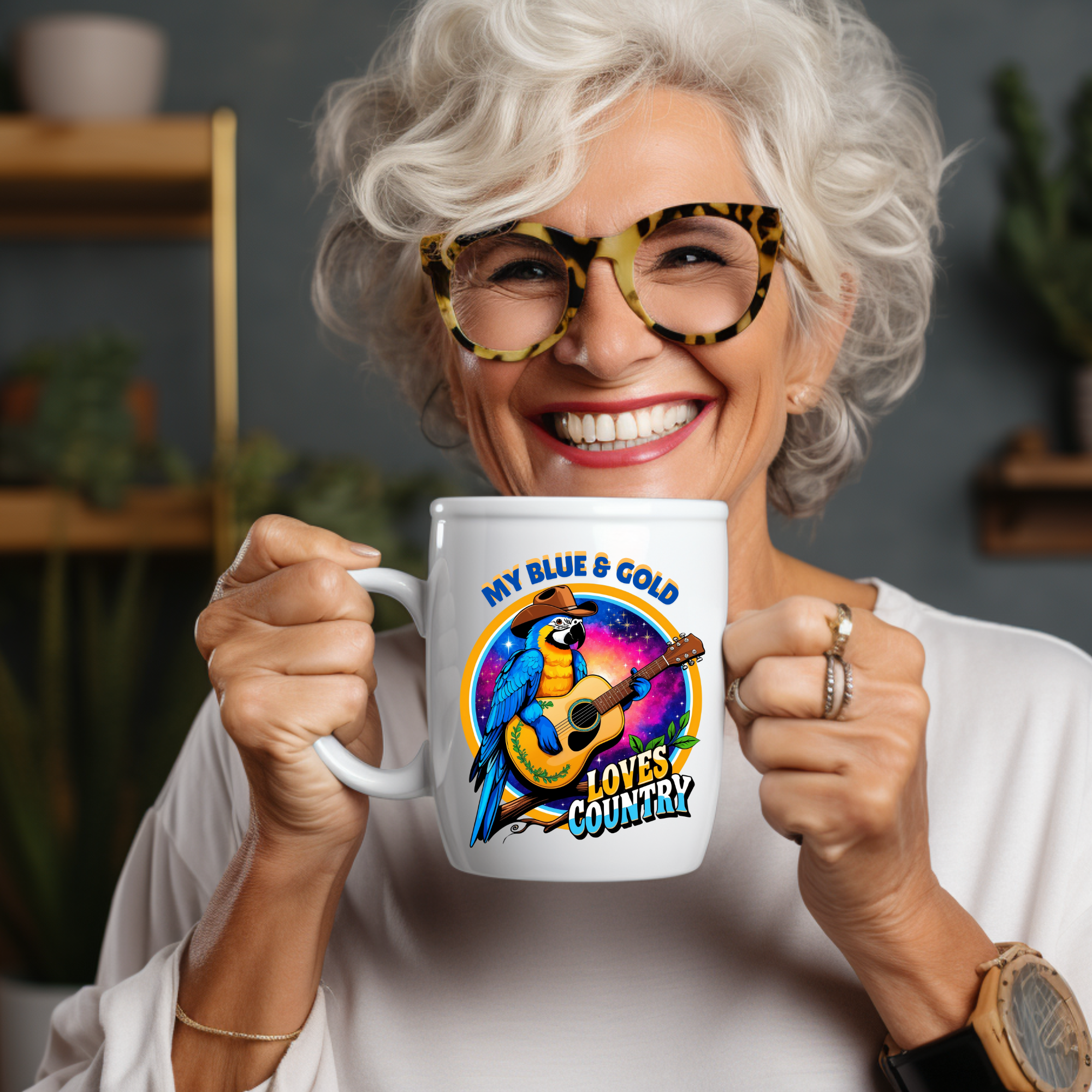 Blue & Gold Macaw Loves Country Mug