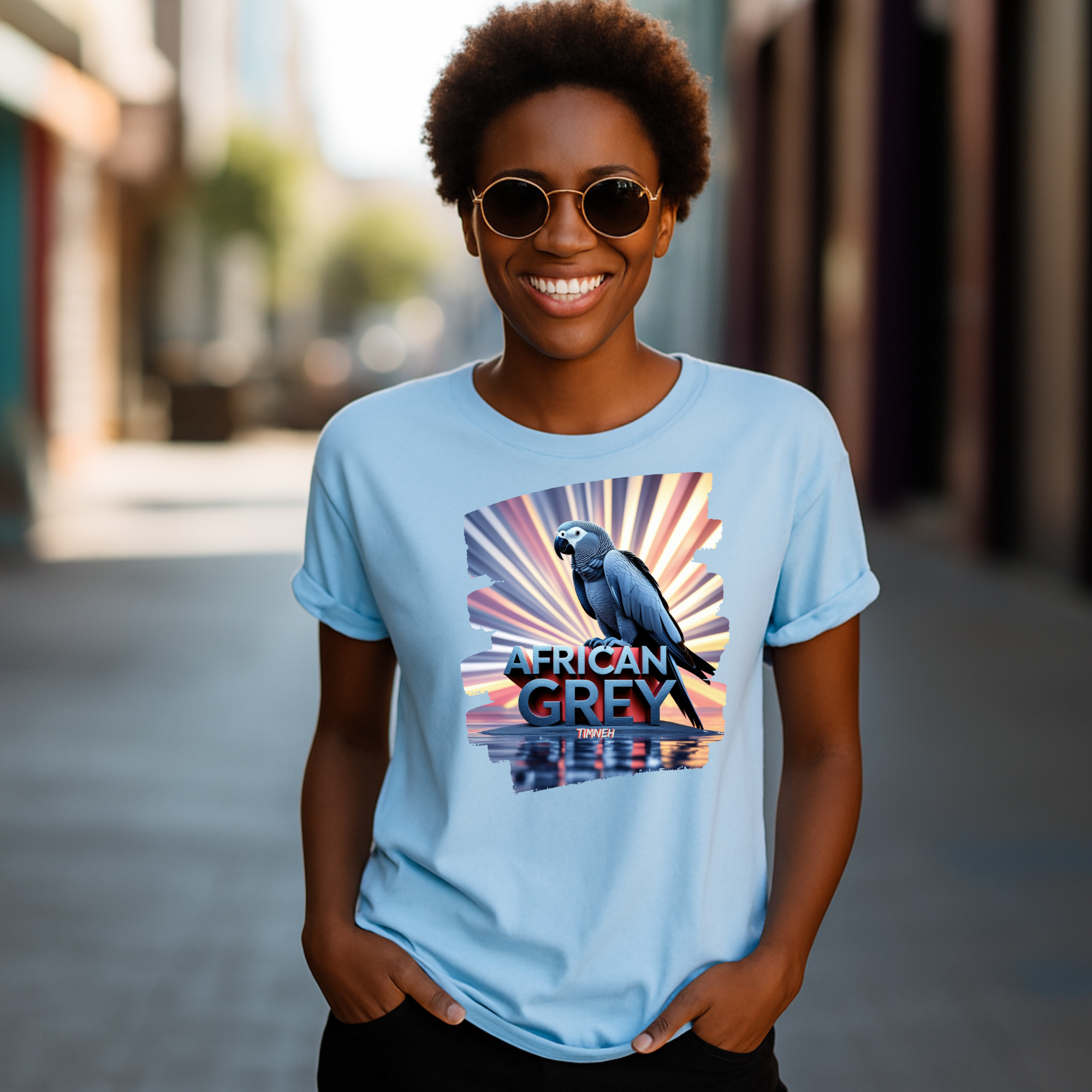 African Grey Timneh Sunburst T-Shirt
