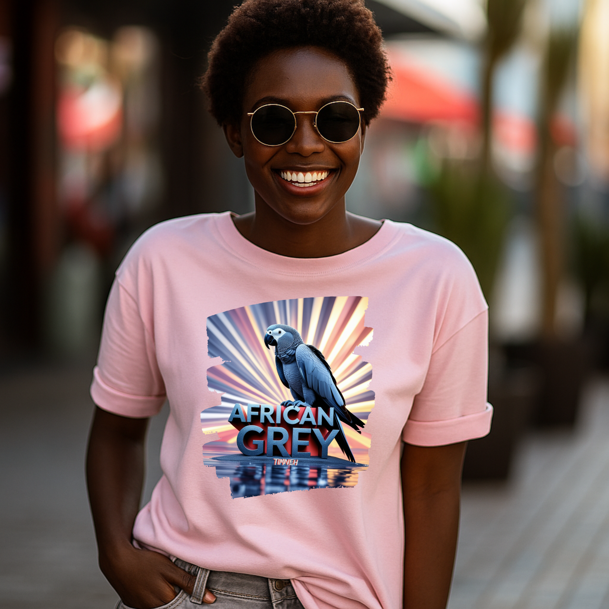 African Grey Timneh Sunburst T-Shirt