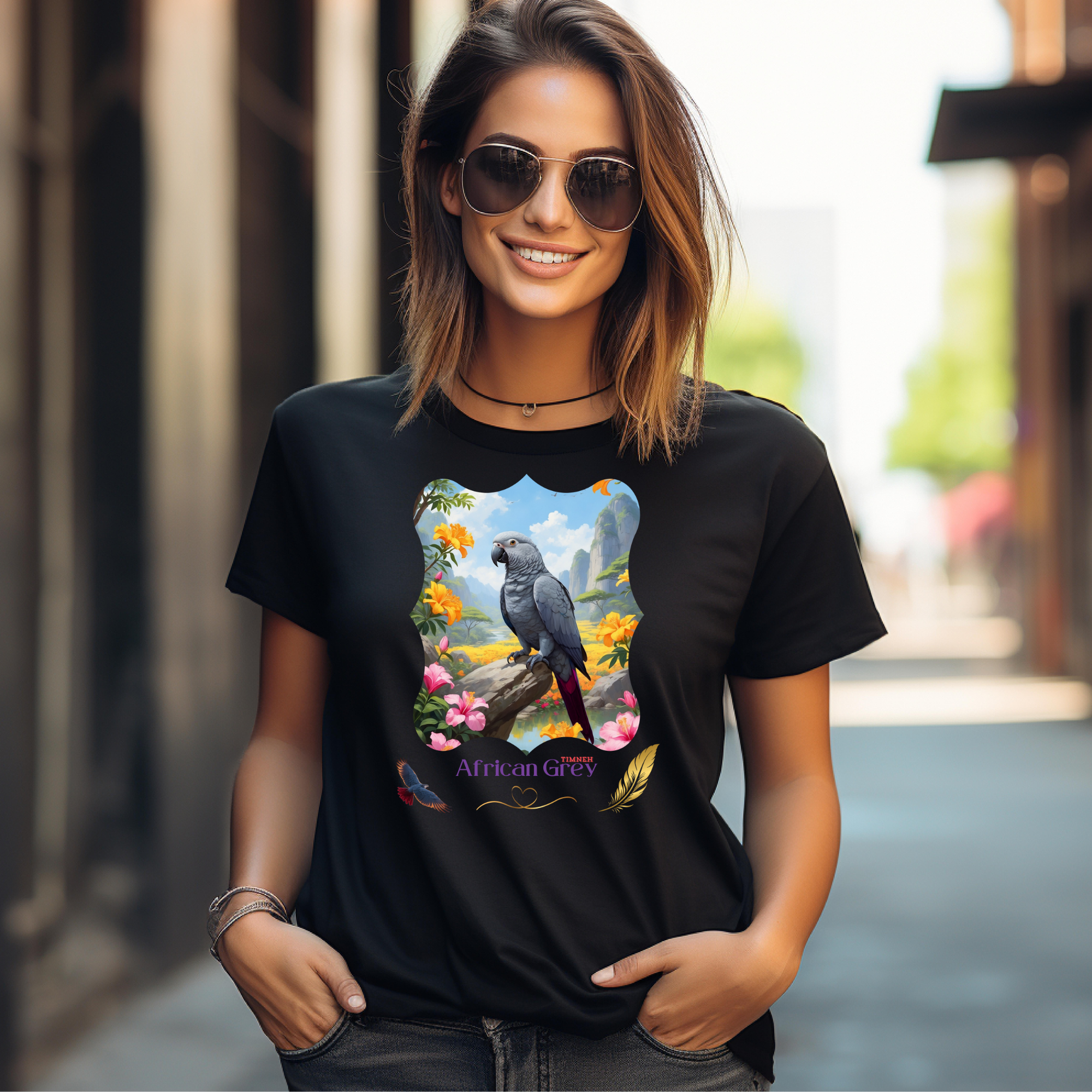 Floral African Grey Timneh T-Shirt
