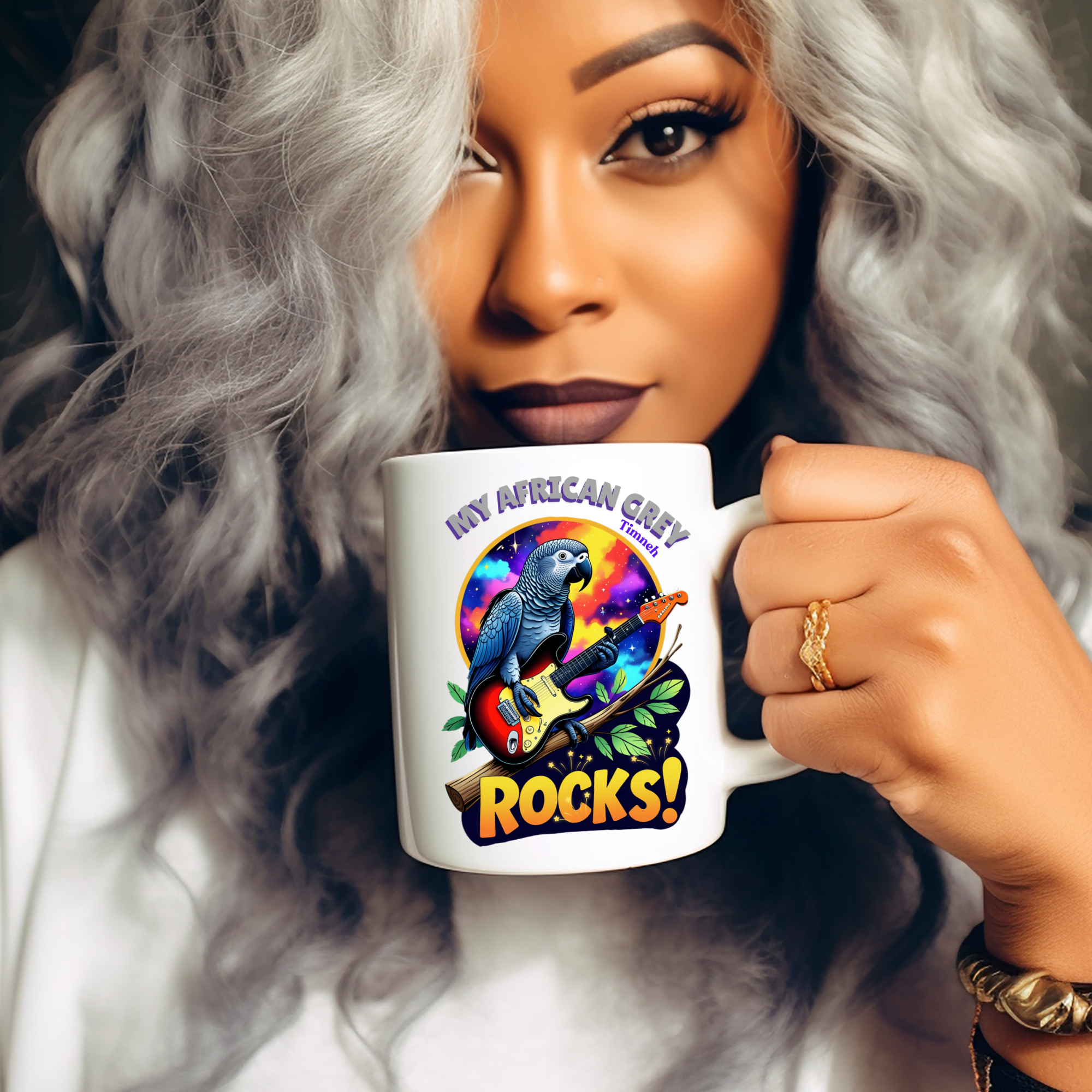 African Grey Timneh Rocks Mug