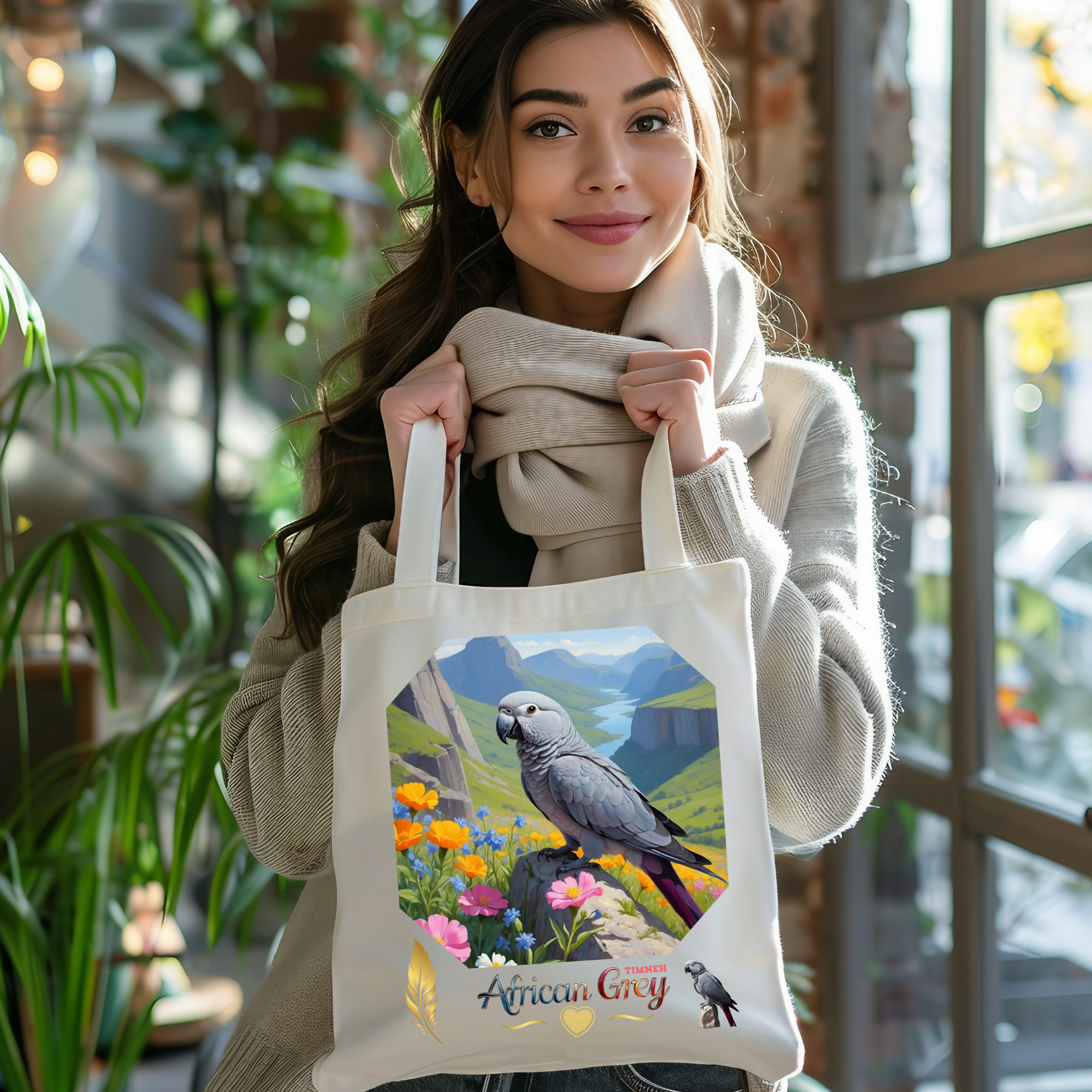 African Grey Timneh Valley Tote Bag