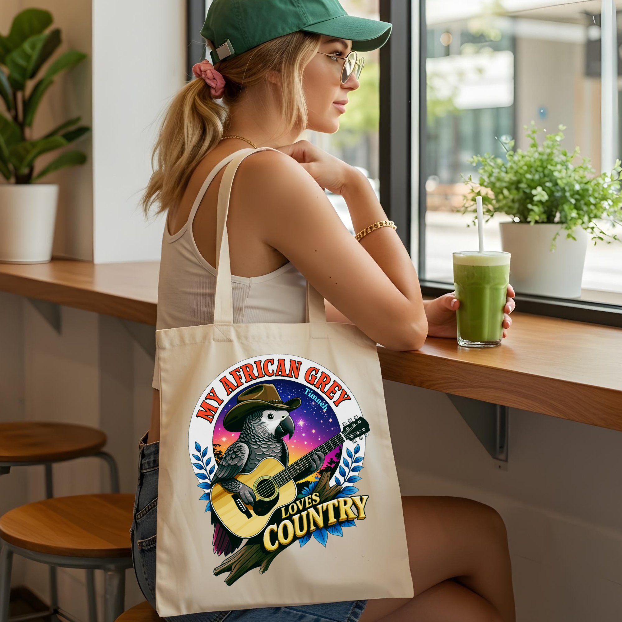African Grey Timneh Loves Country Tote Bag