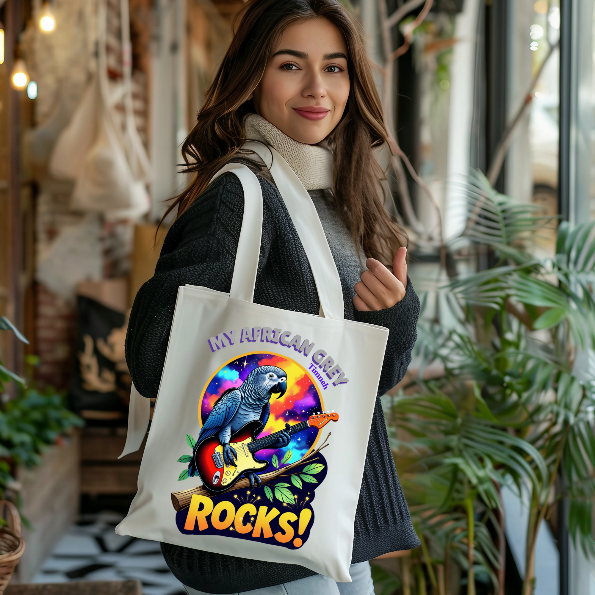 African Grey Timneh Rocks Tote Bag