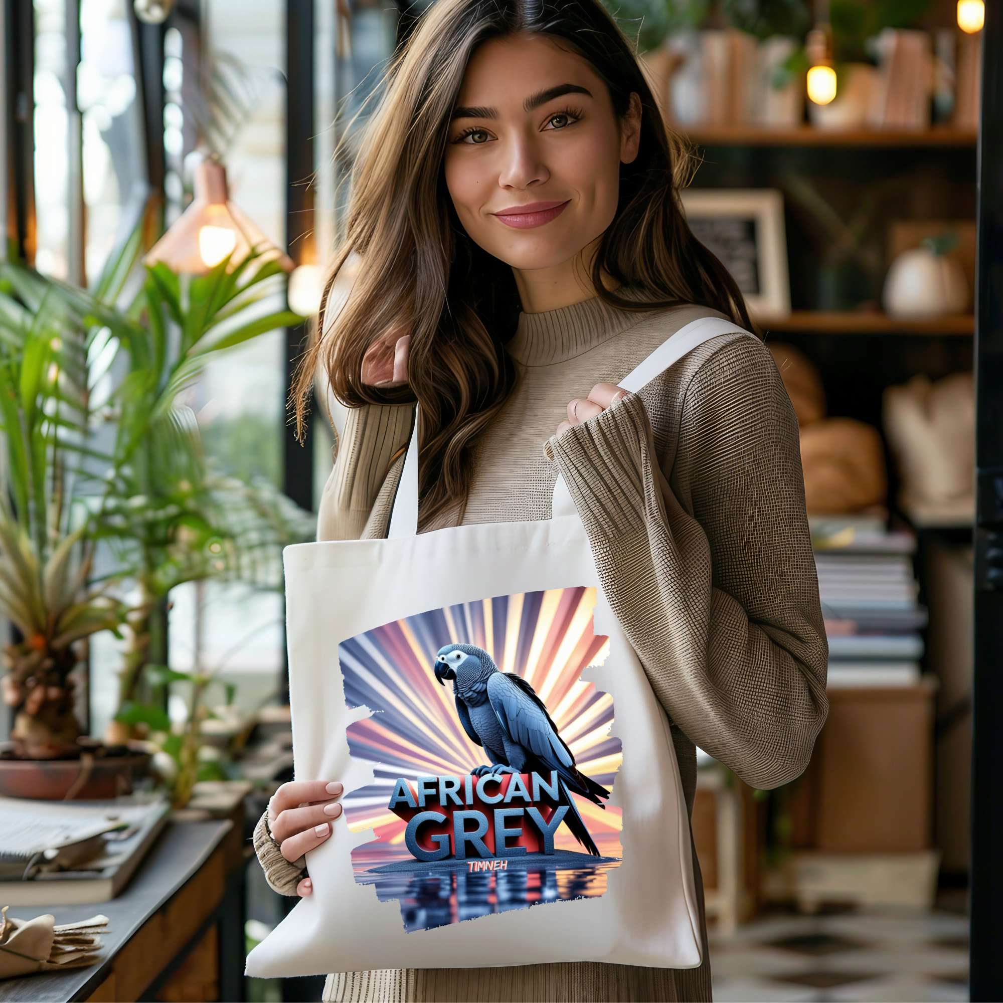 Rainbow African Grey Timneh Tote Bag