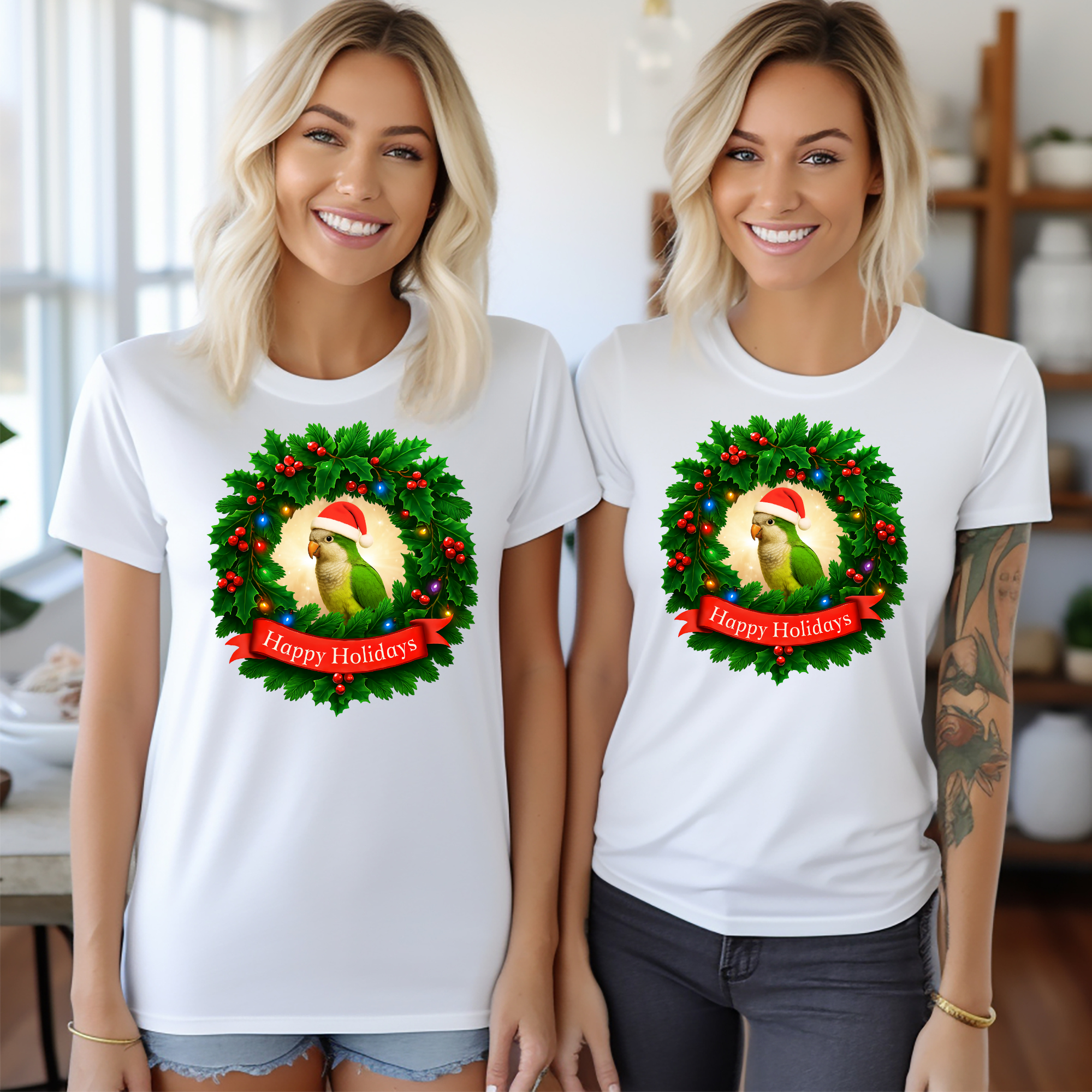 Happy Holidays Green Quaker T-Shirt