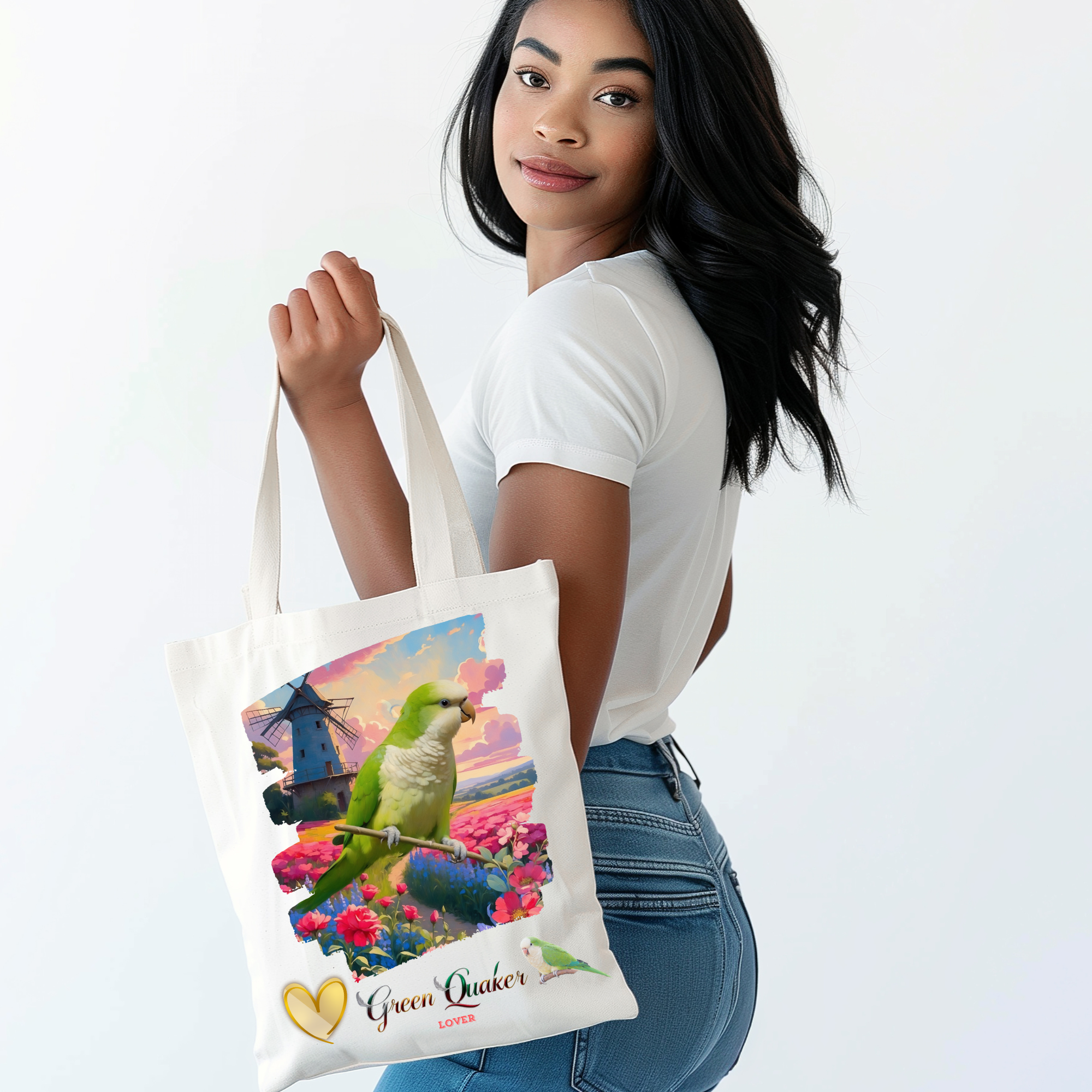 Green Quaker Lover Floral Tote Bag