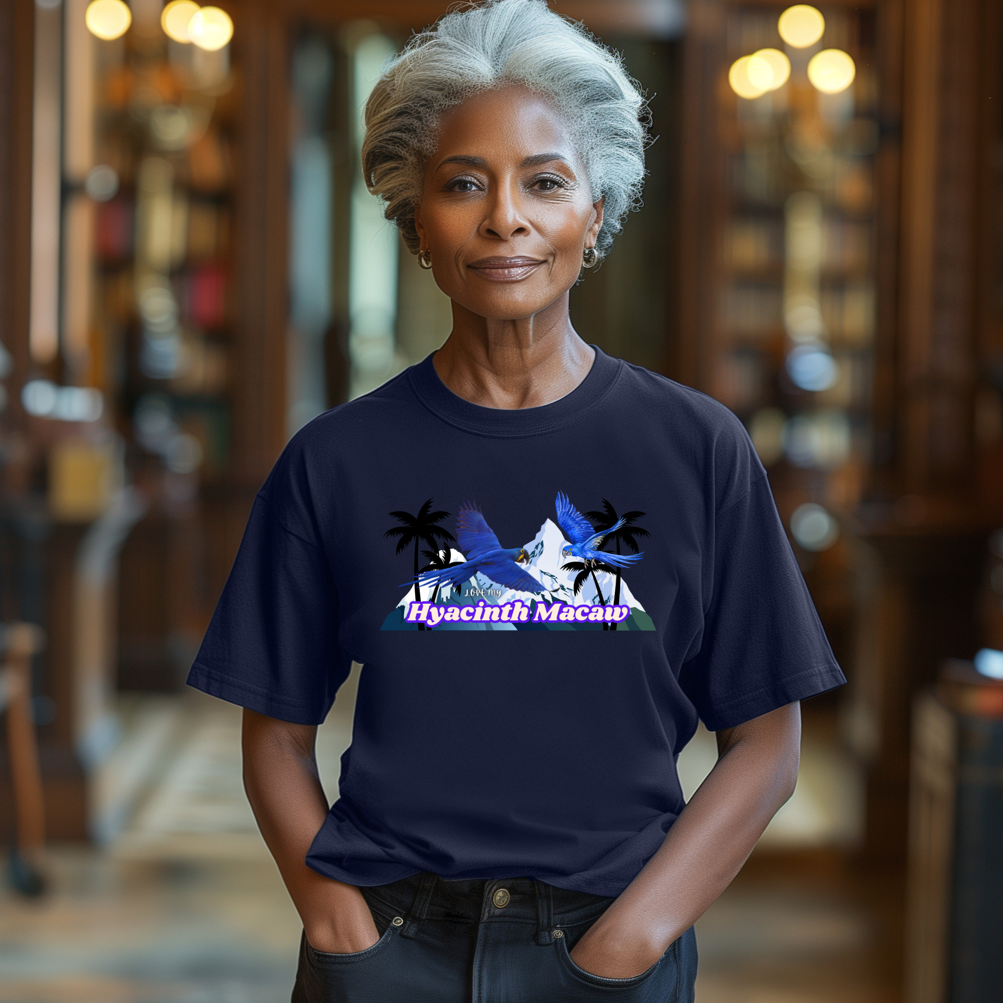 Hyacinth Macaw Palm Tree T-Shirt