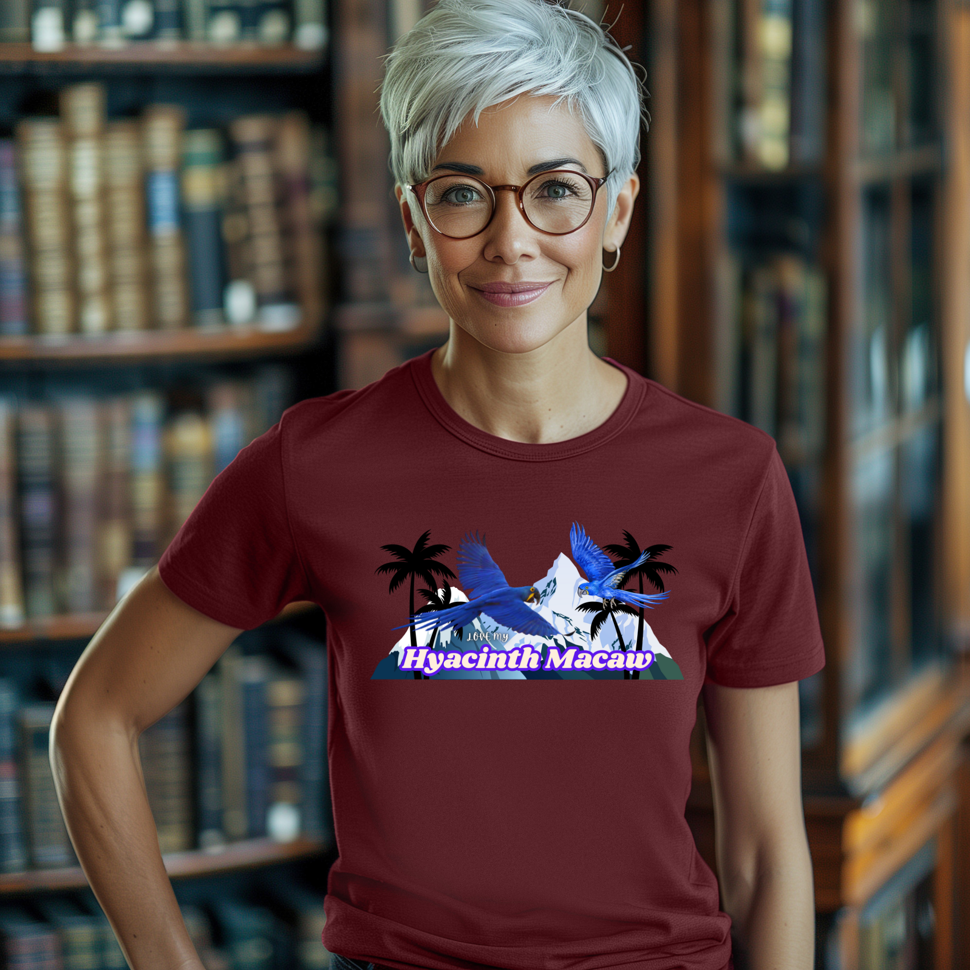 Hyacinth Macaw Palm Tree T-Shirt