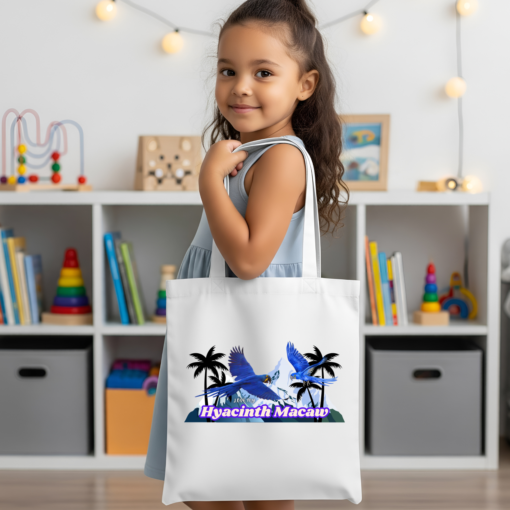 Hyacinth Macaw Palm Tree Tote Bag
