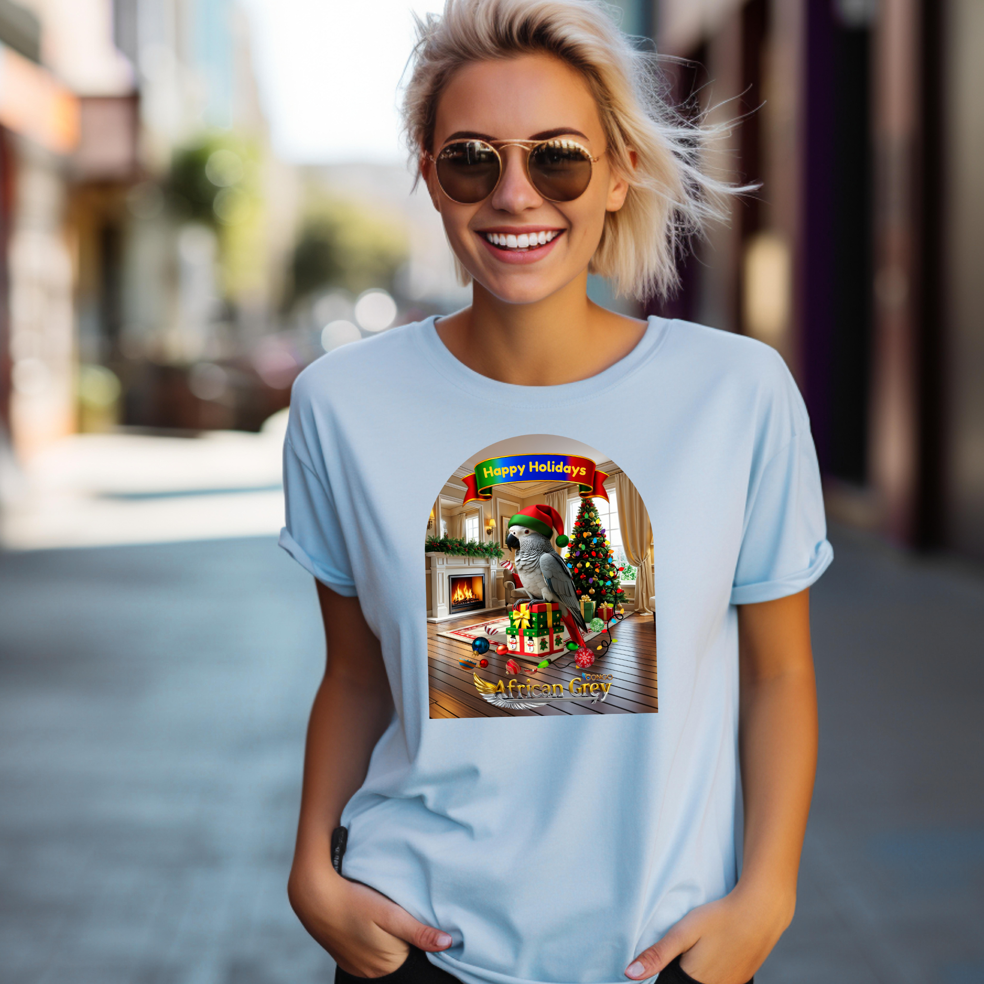 Happy Holidays African Grey Congo T-Shirt