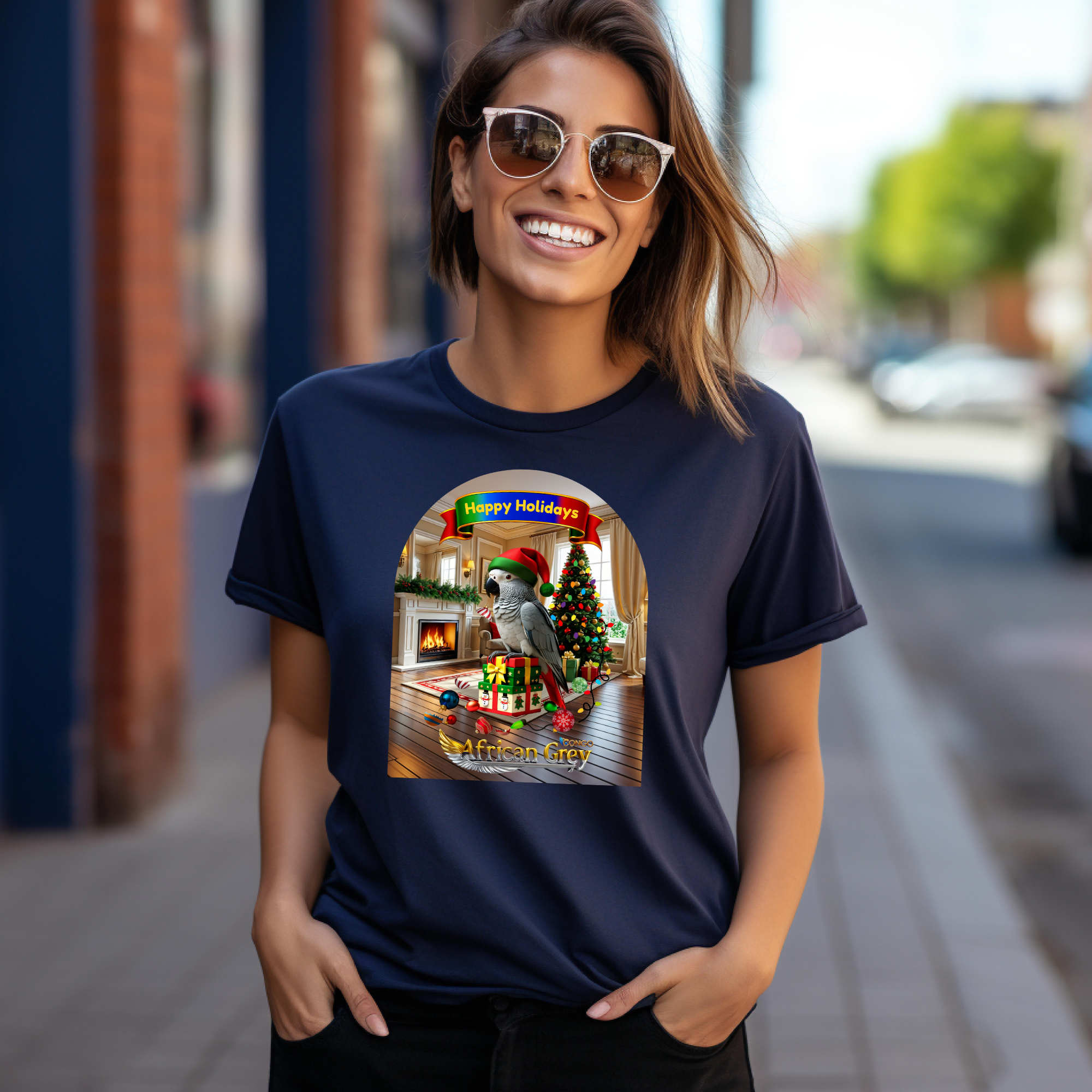 Happy Holidays African Grey Congo T-Shirt