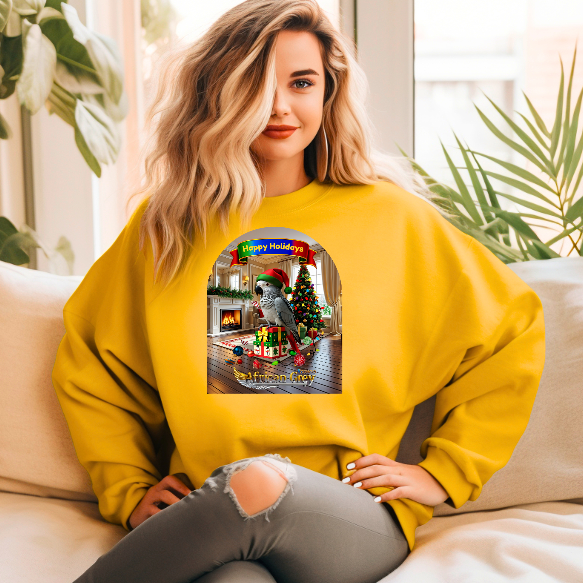 Happy Holidays African Grey Congo Sweatshirt