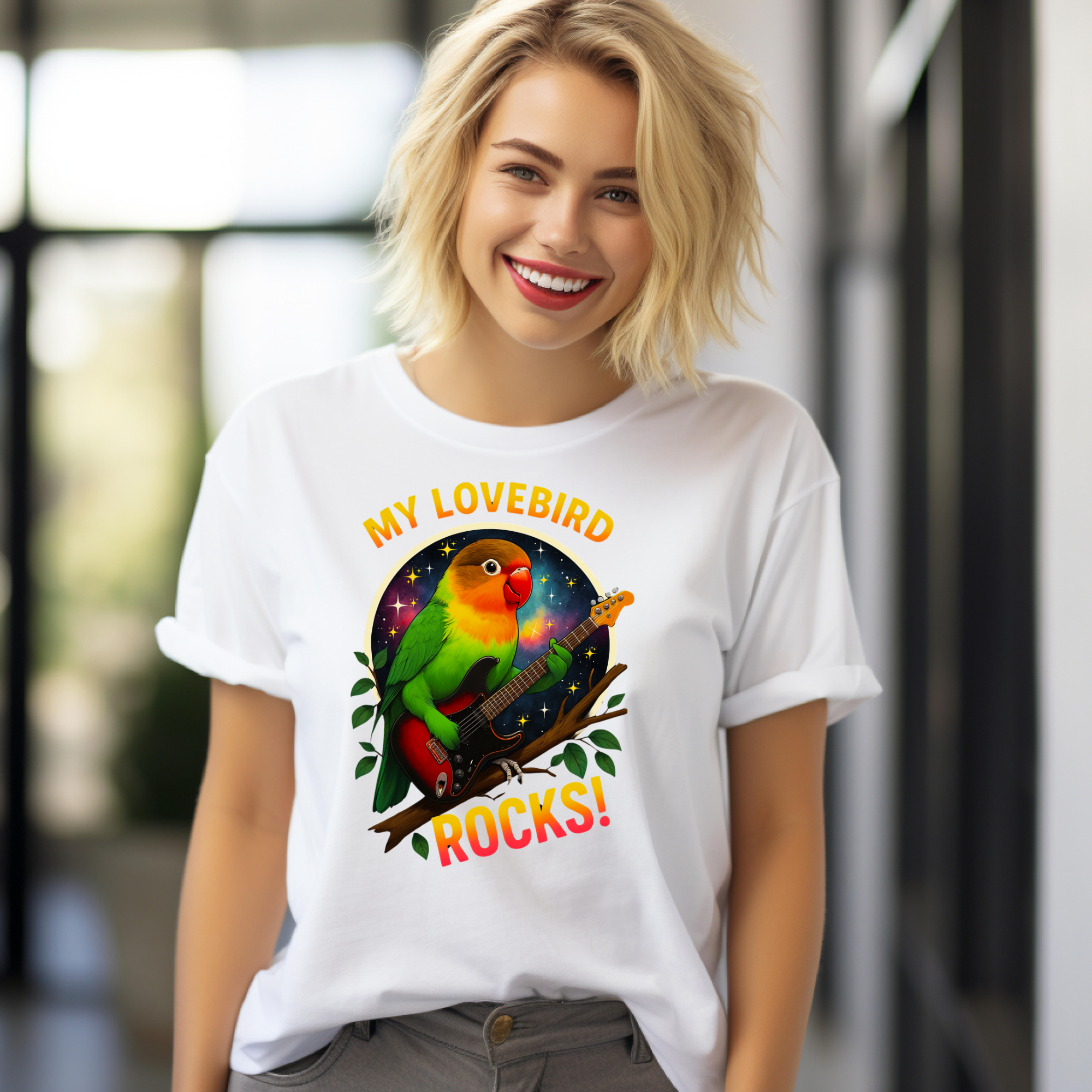 My Lovebird Rocks Guitar T-Shirt