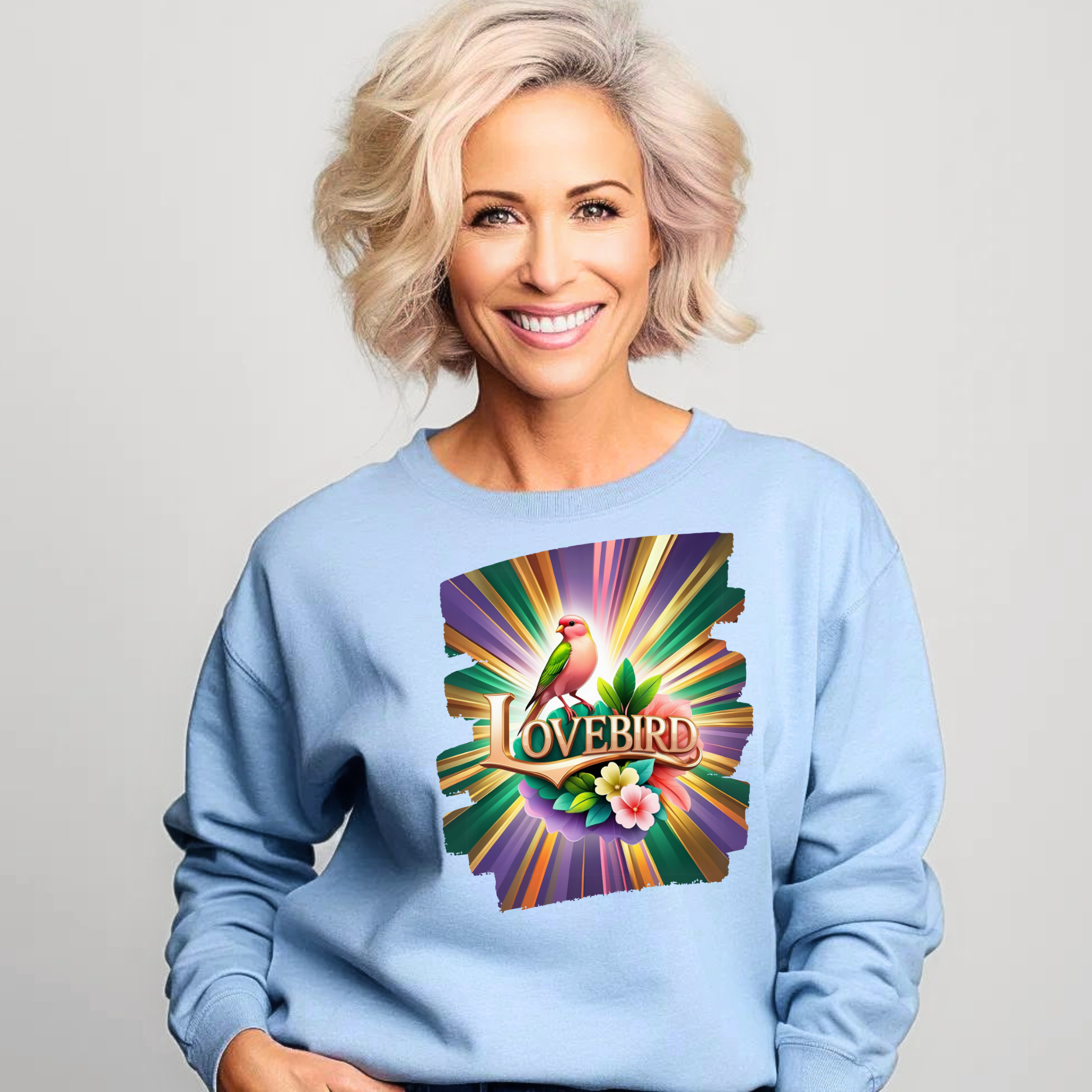 Rainbow Lovebird Floral Sweatshirt