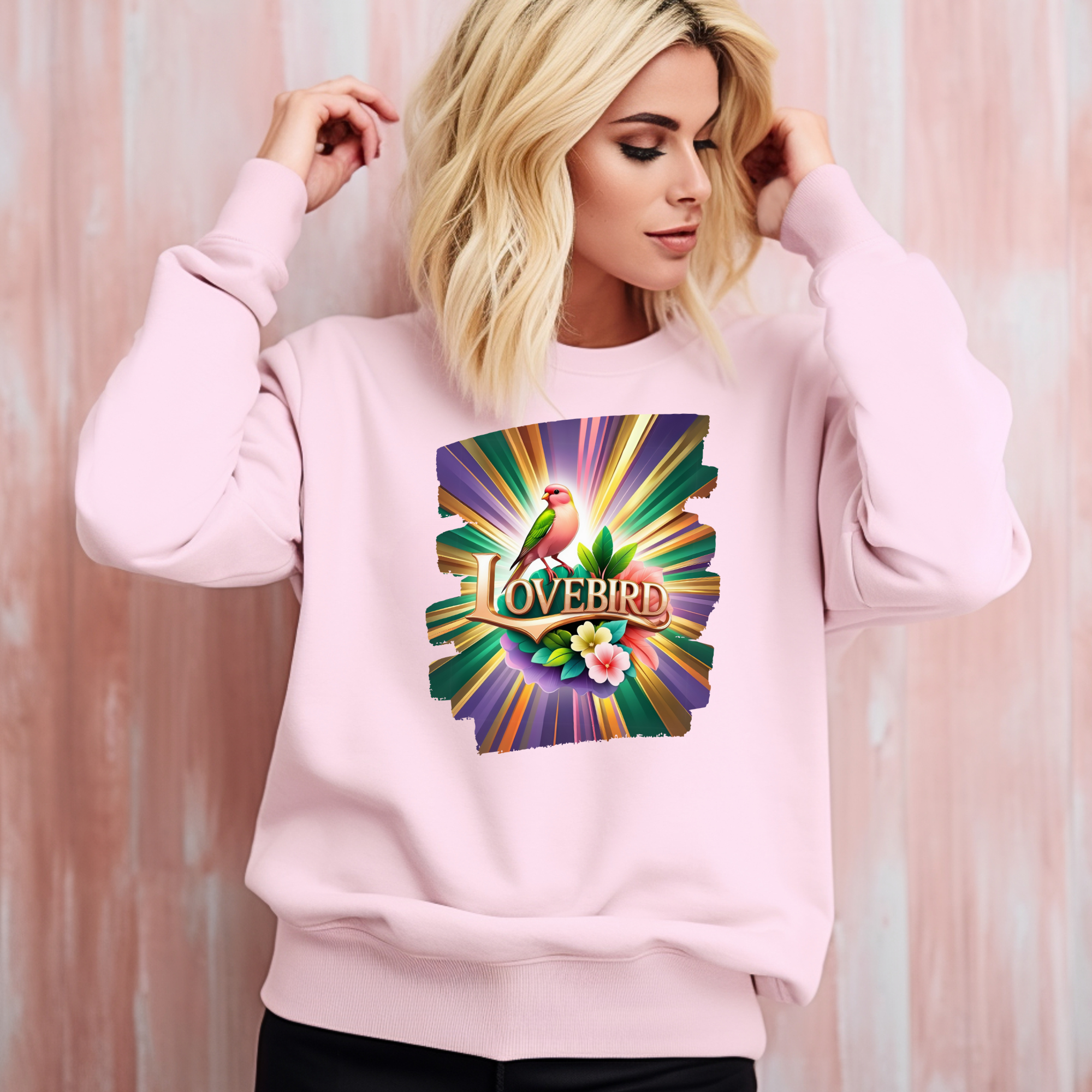 Rainbow Lovebird Floral Sweatshirt