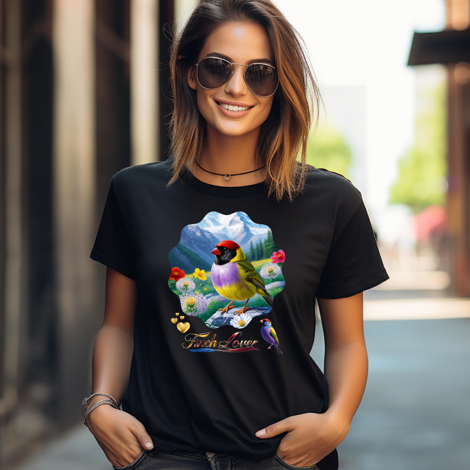 Finch Lover Floral Scenic T-Shirt