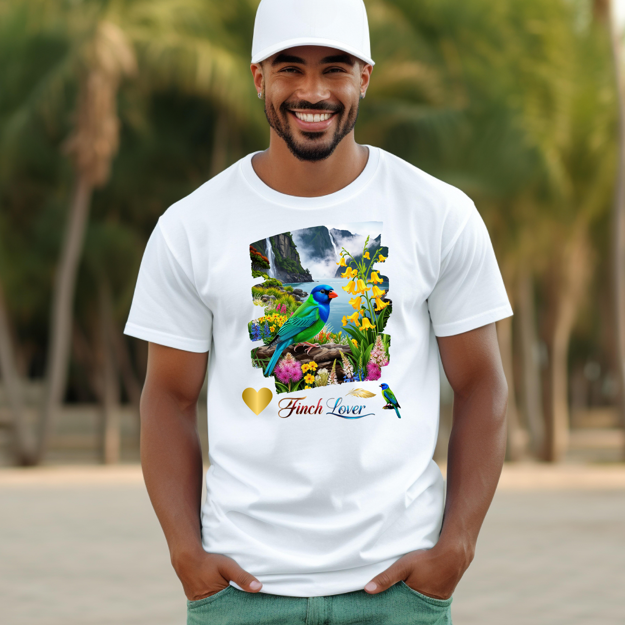 Finch Lover Floral Scenic T-Shirt