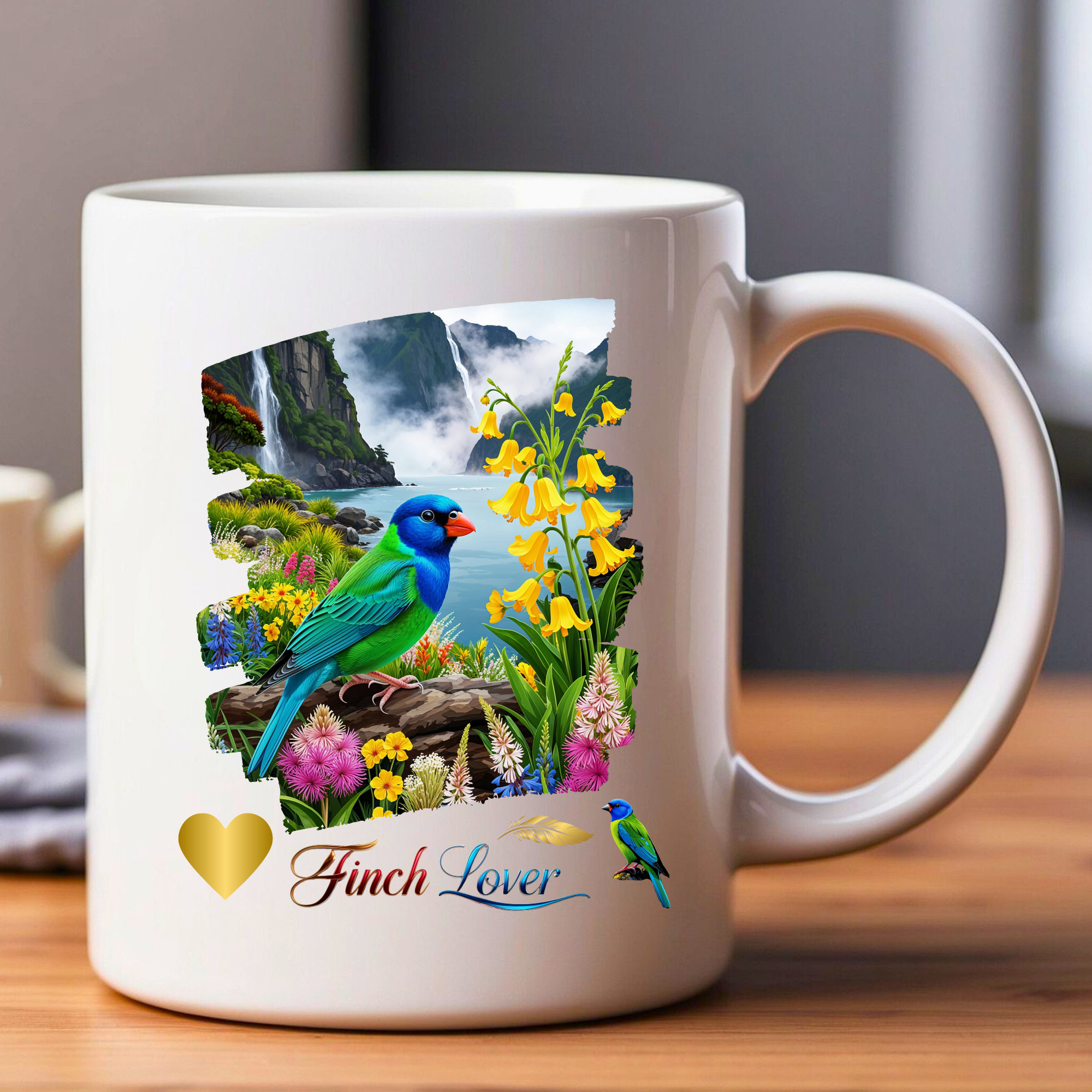 Finch Lover Waterfall Mug