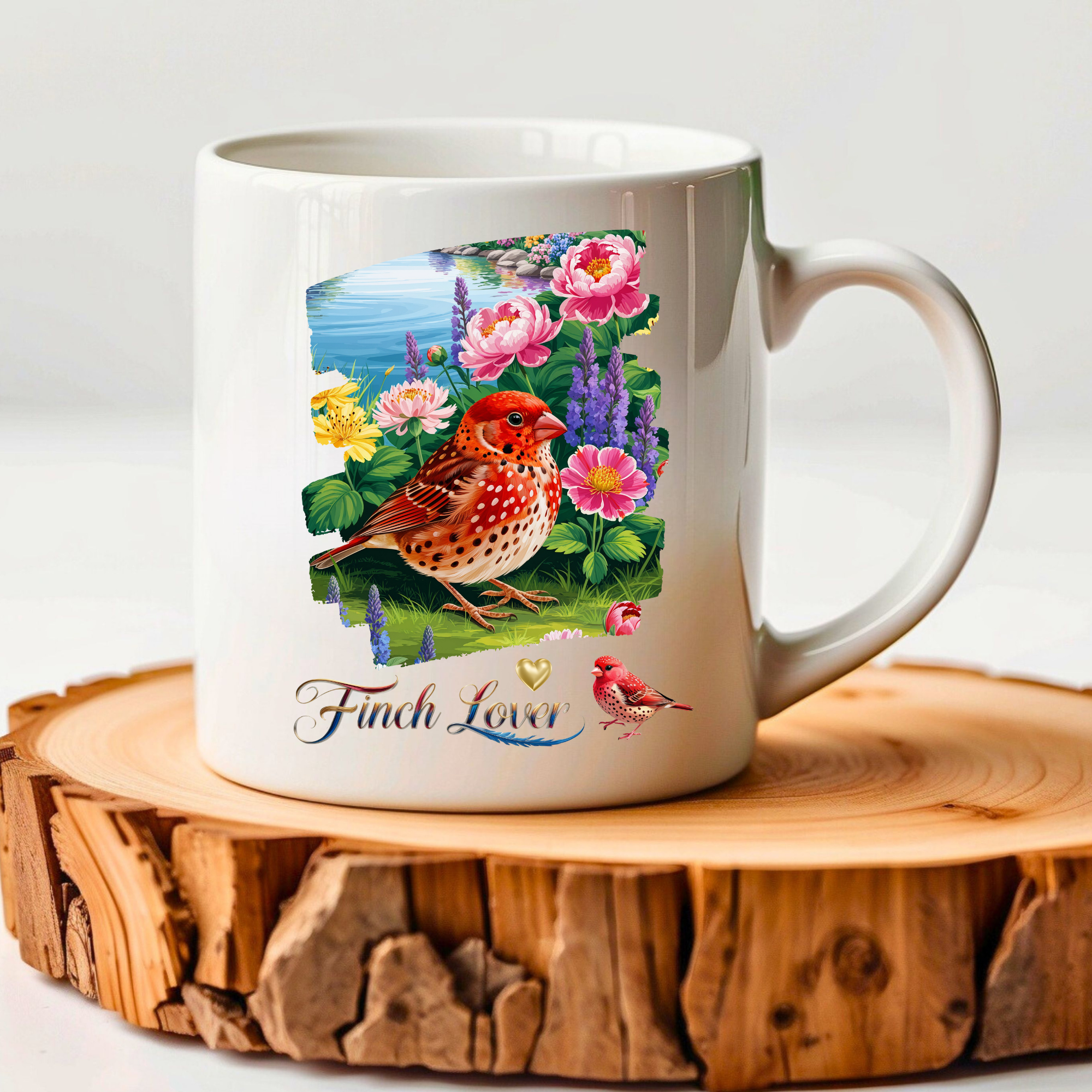 Finch Lover Floral Scenic Mug