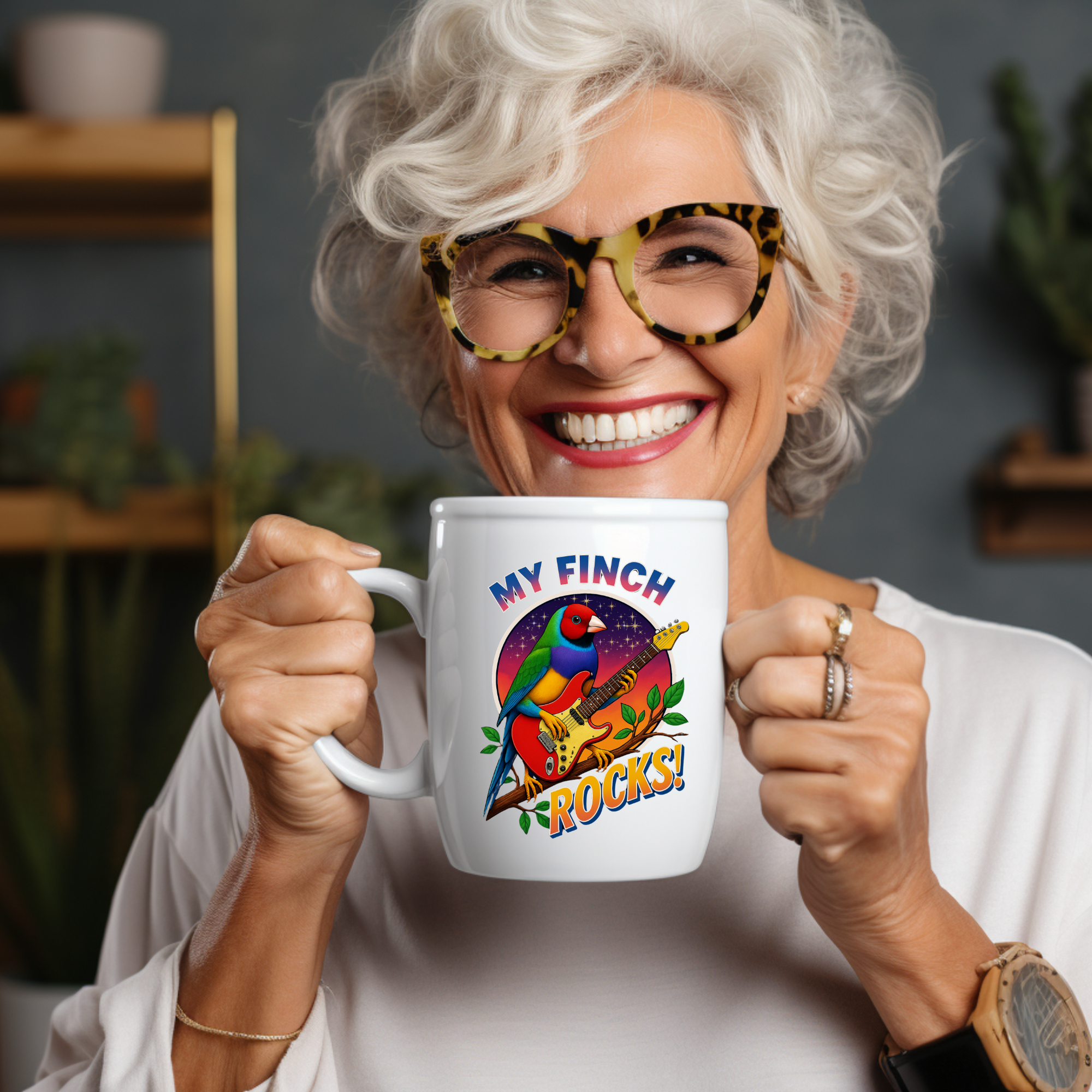 My Finch Rocks Guitar Mug