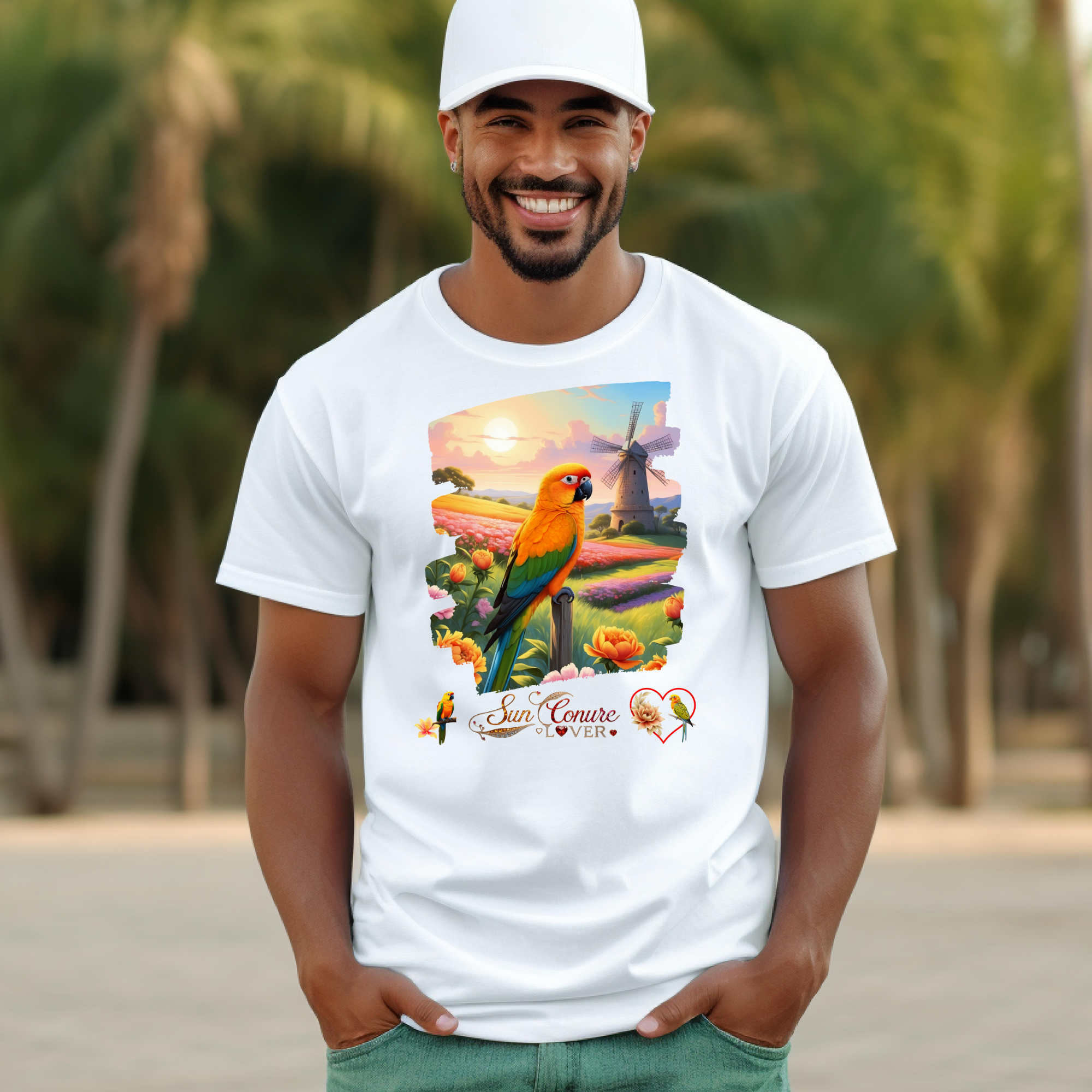 Sun Conure Lover Floral T-Shirt