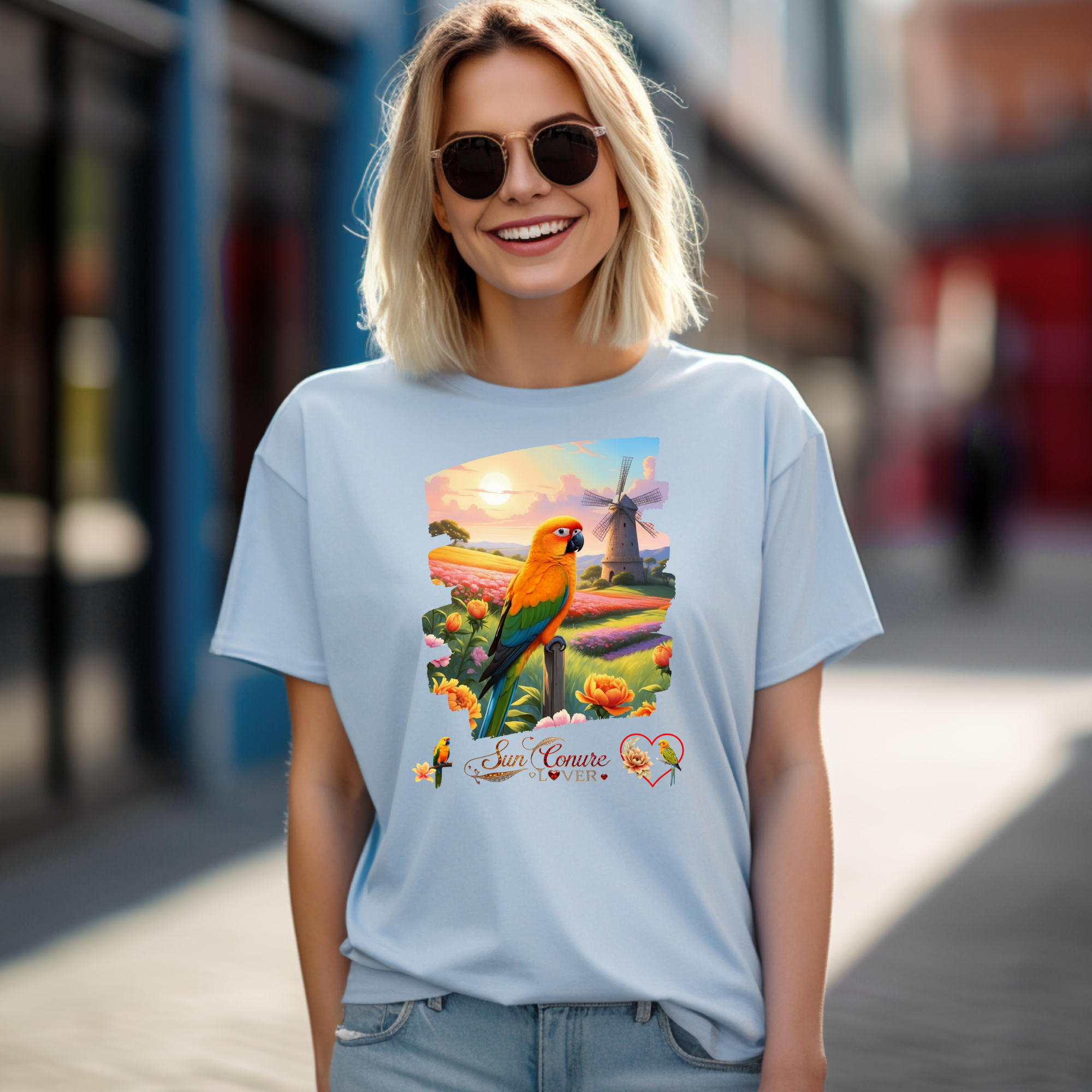 Sun Conure Lover Floral T-Shirt