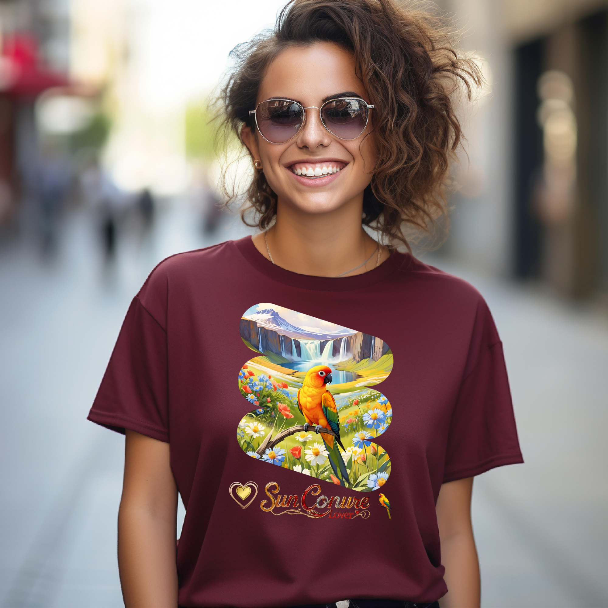 Sun Conure Lover Waterfall T-Shirt
