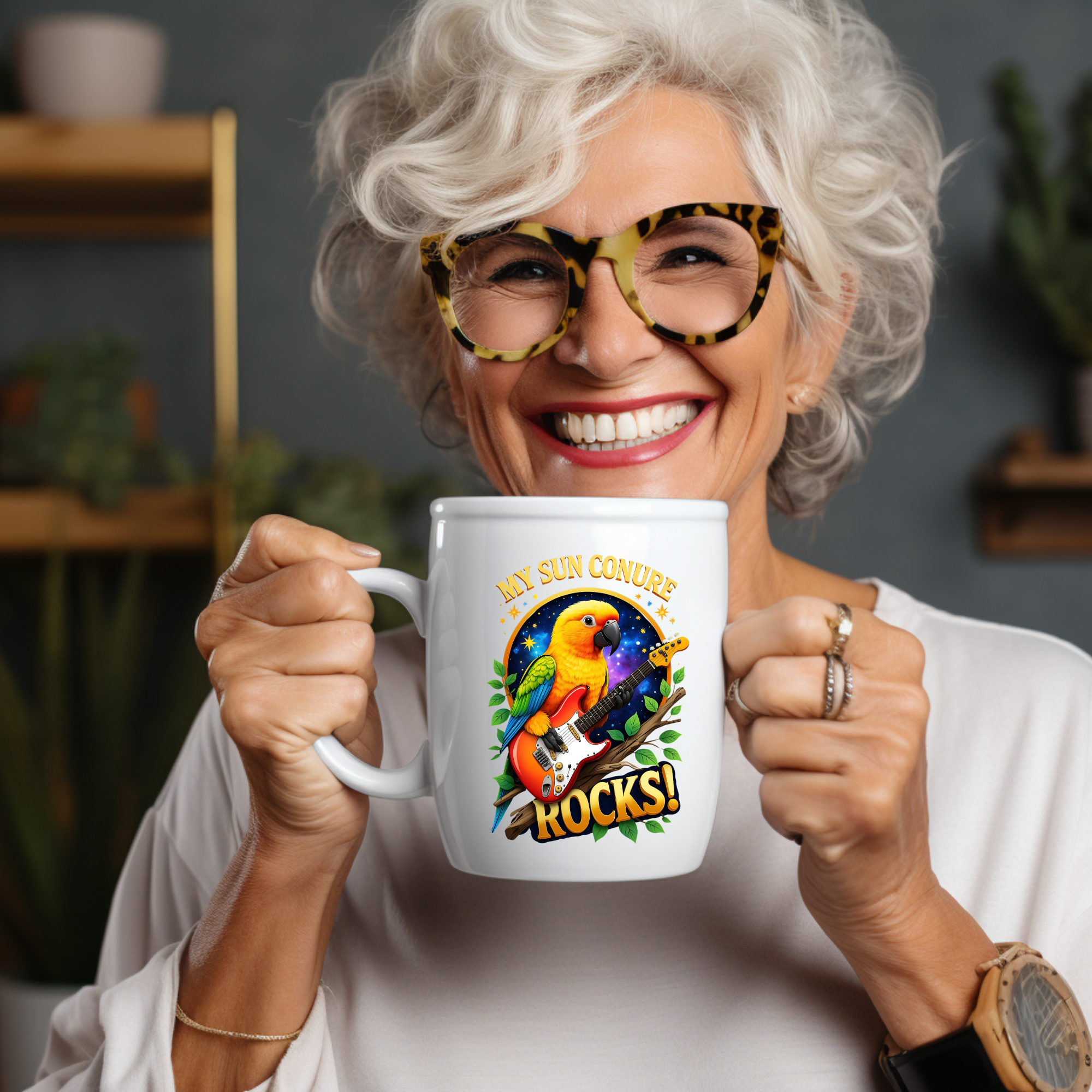 Sun Conure Rocks Music Mug