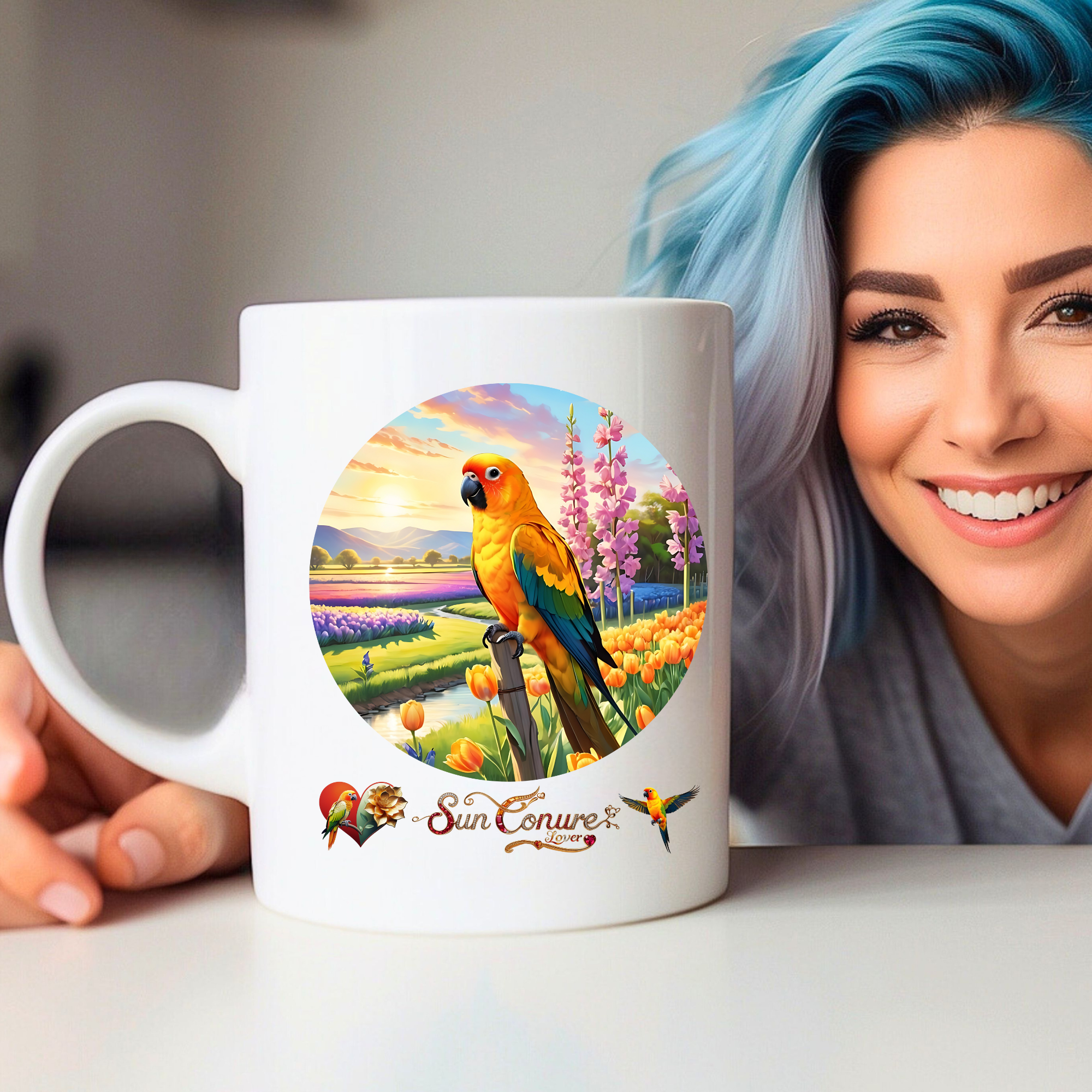 Floral Sun Conure Lover Mug