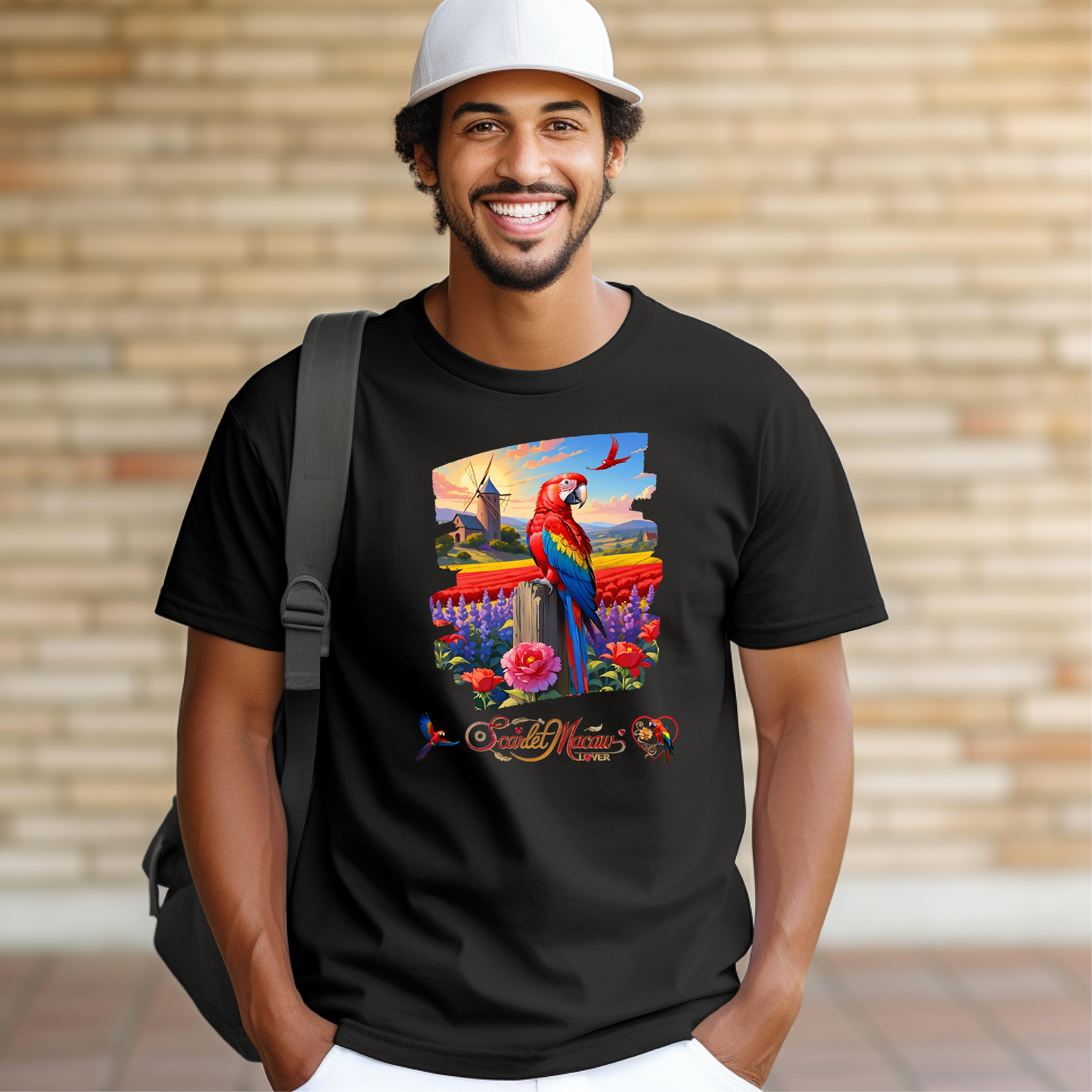 Scarlet Macaw Lover Floral T-Shirt