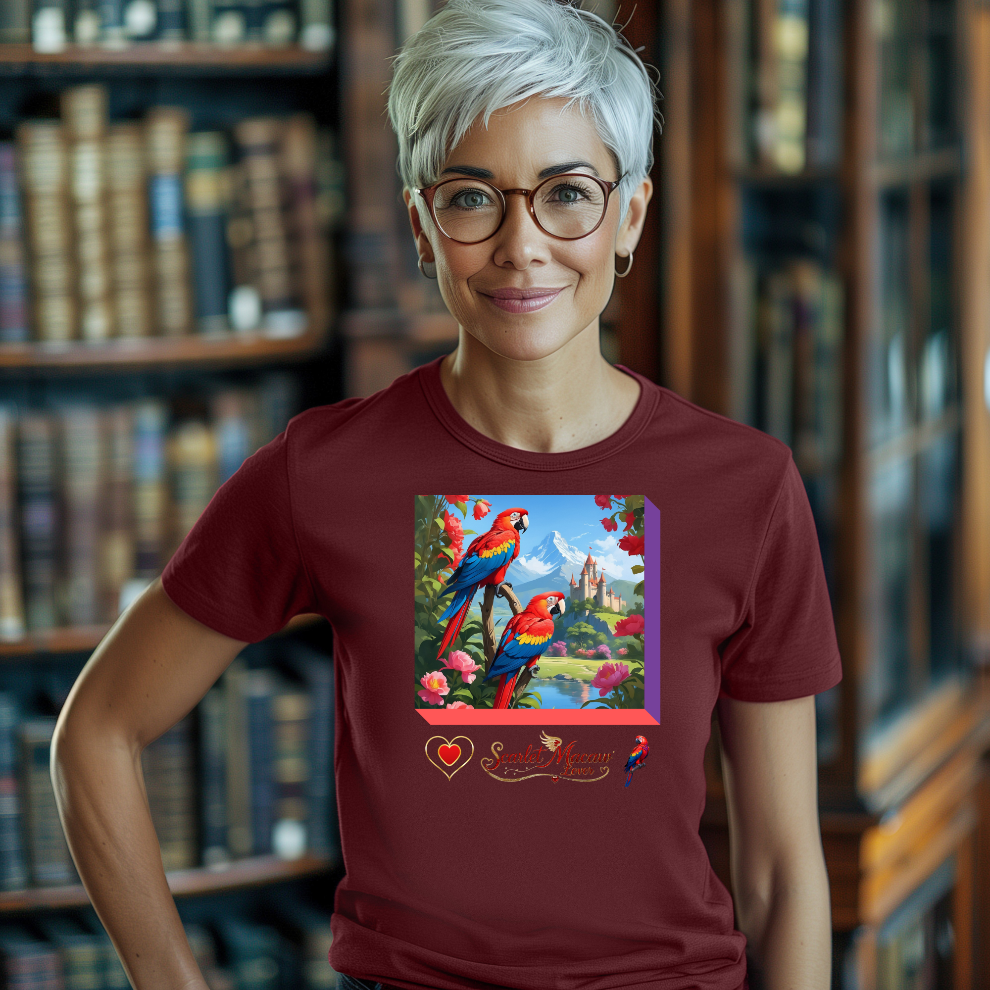 Red Scarlet Macaw Rocks T-Shirt