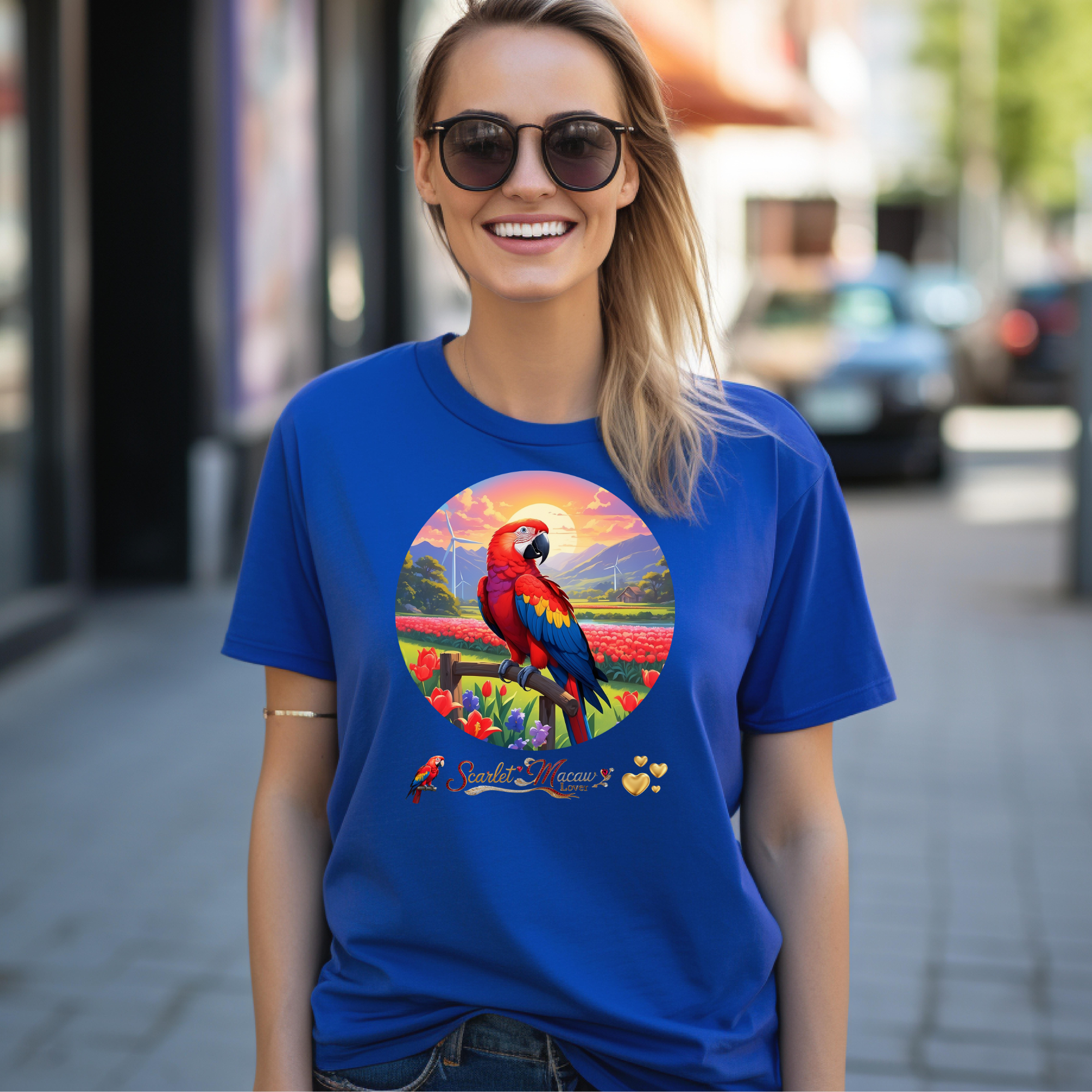 Scarlet Macaw Lover Floral T-Shirt
