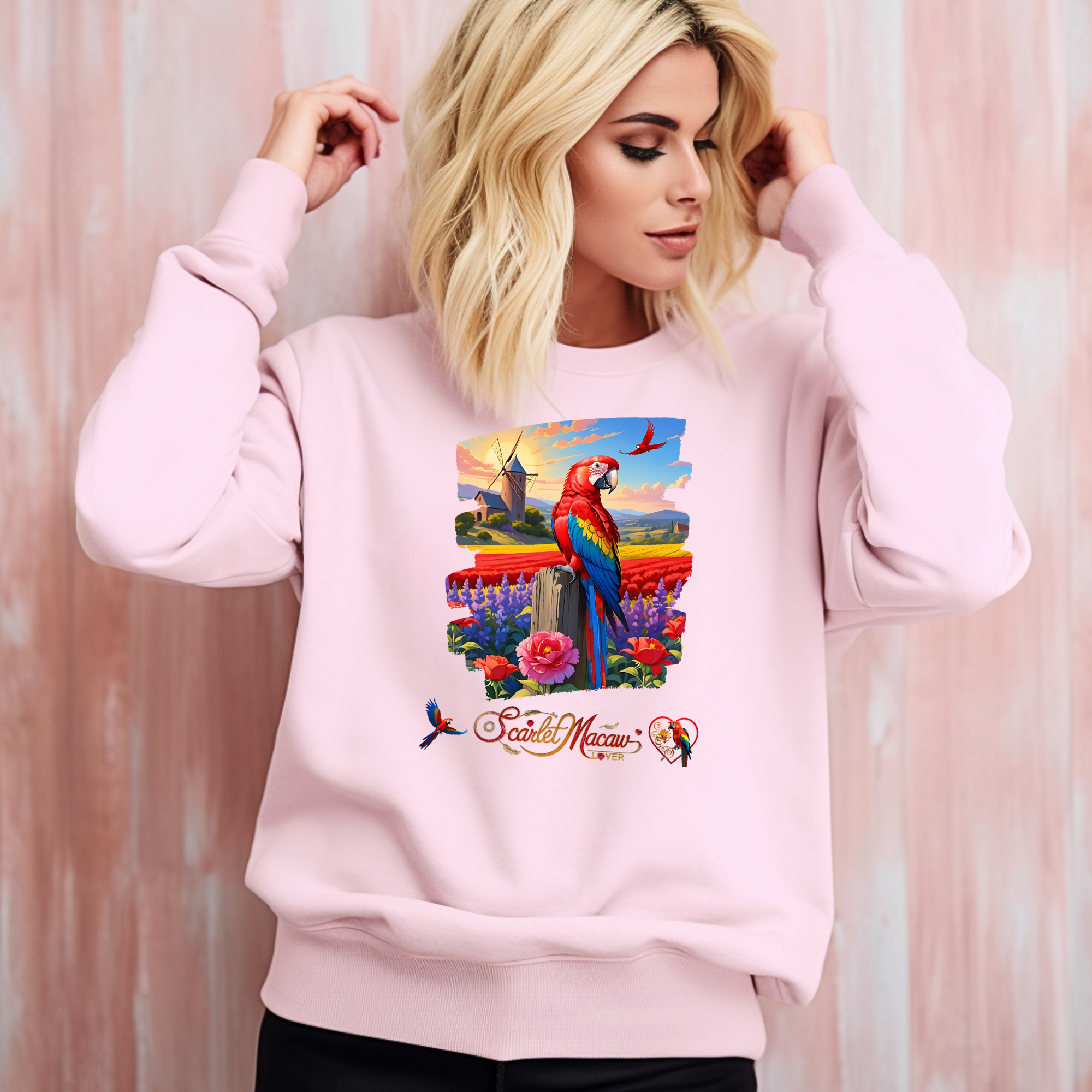 Scarlet Macaw Lover Floral Sweatshirt