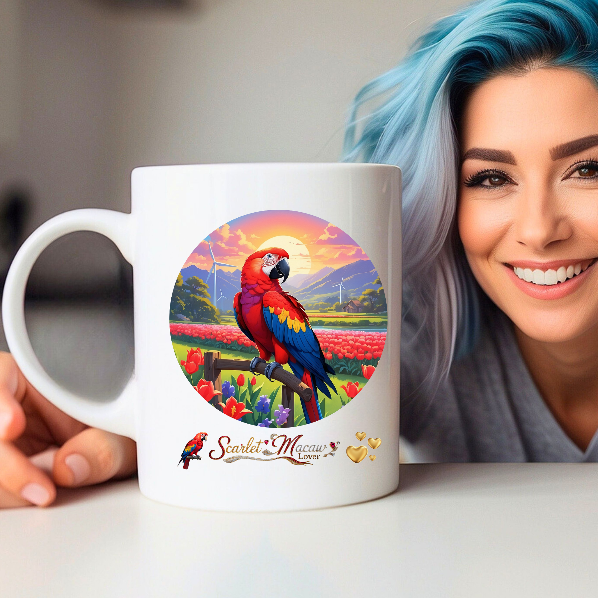 Scarlet Macaw Lover Floral Mug