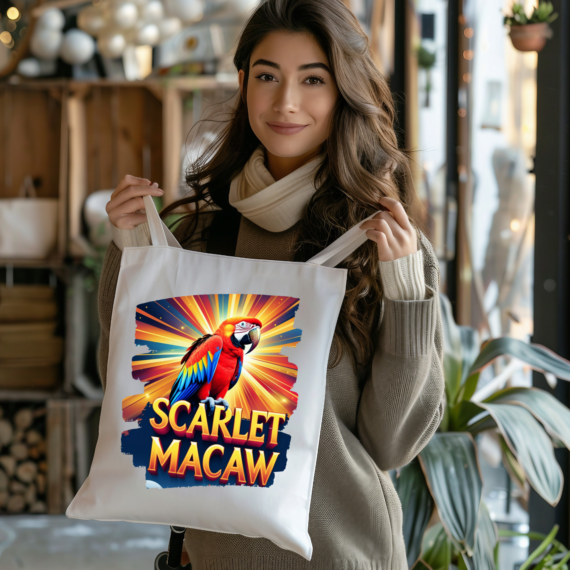 Scarlet Macaw Sunburst Tote Bag