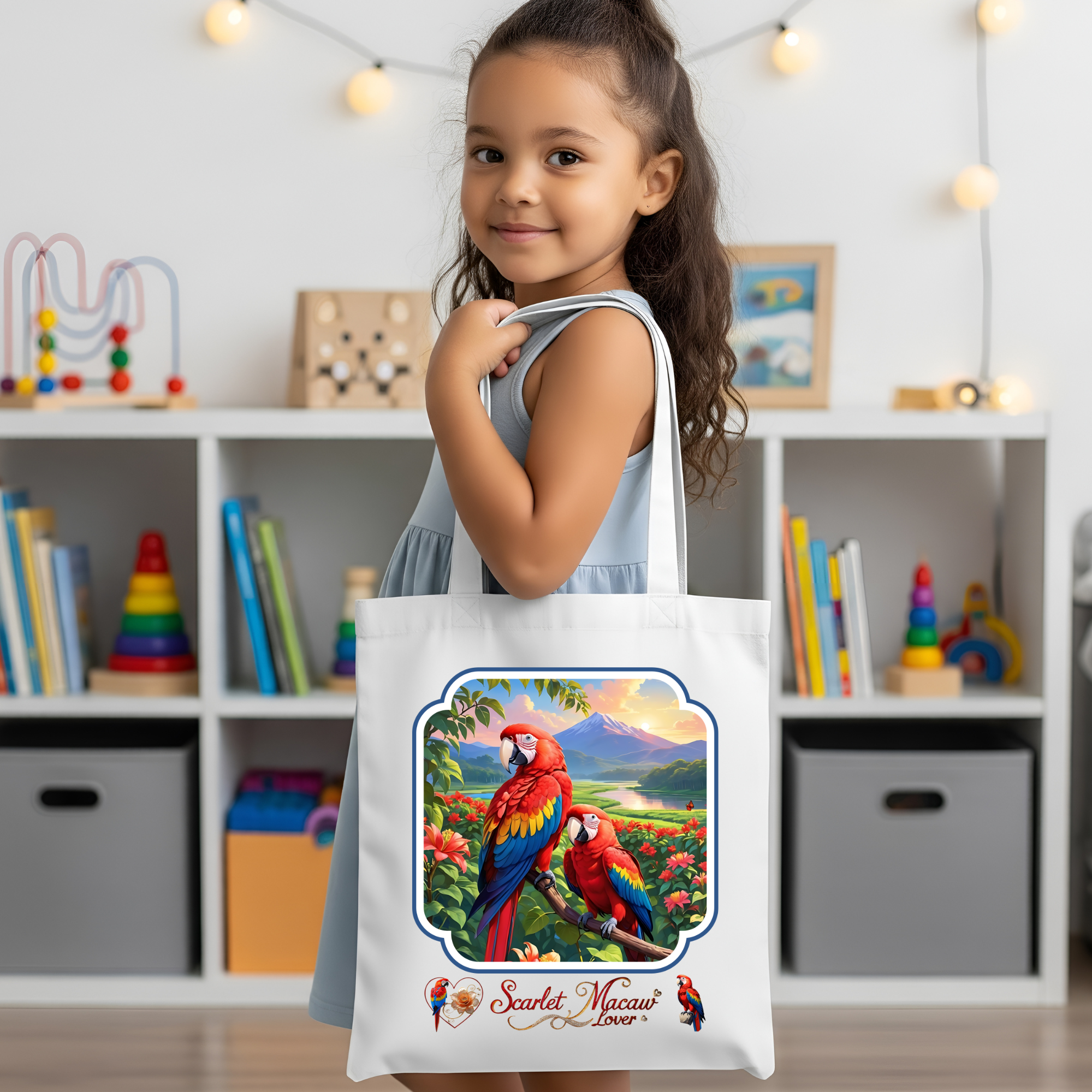 Scarlet Macaw Lover Floral Tote Bag