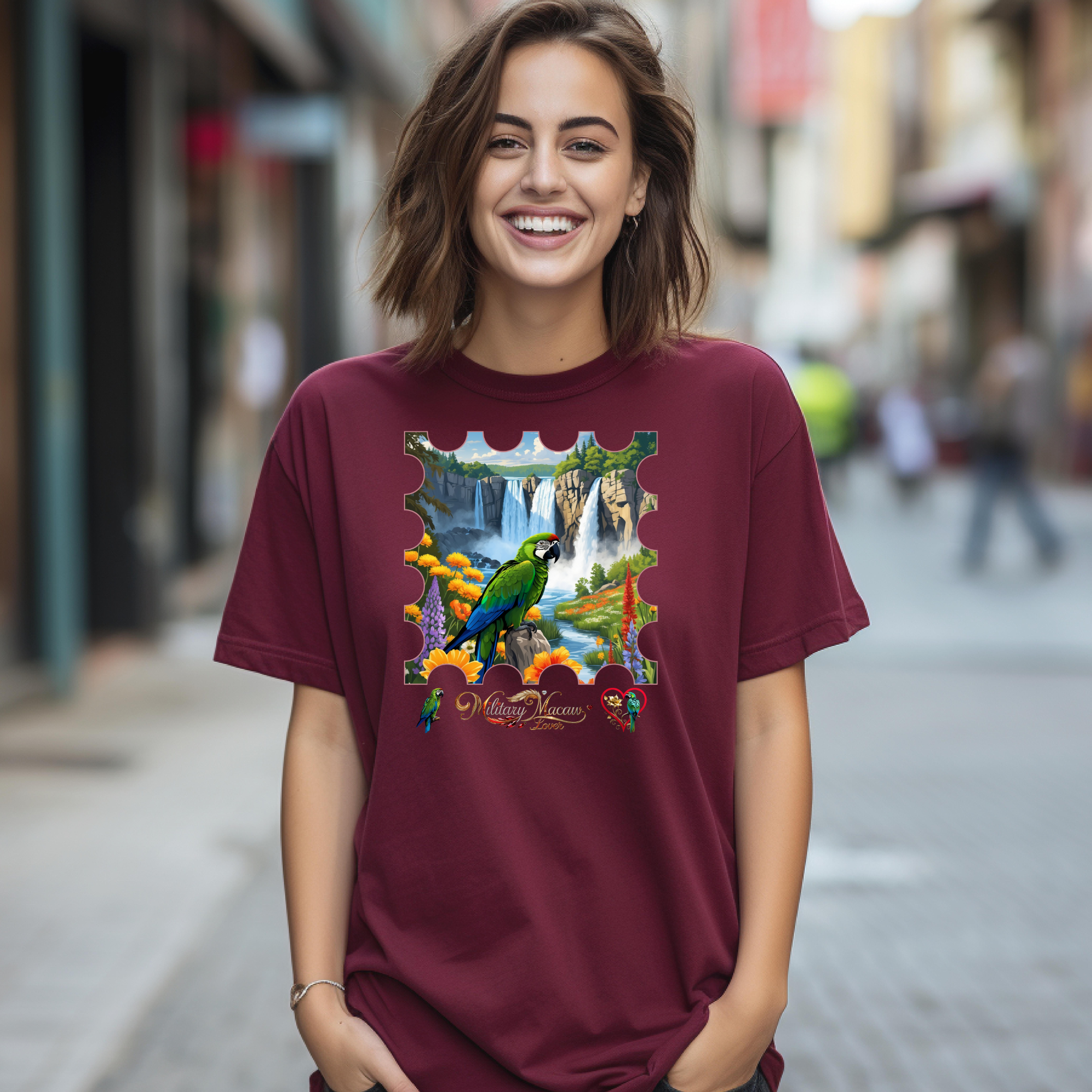 Military Macaw Lover Waterfall T-Shirt