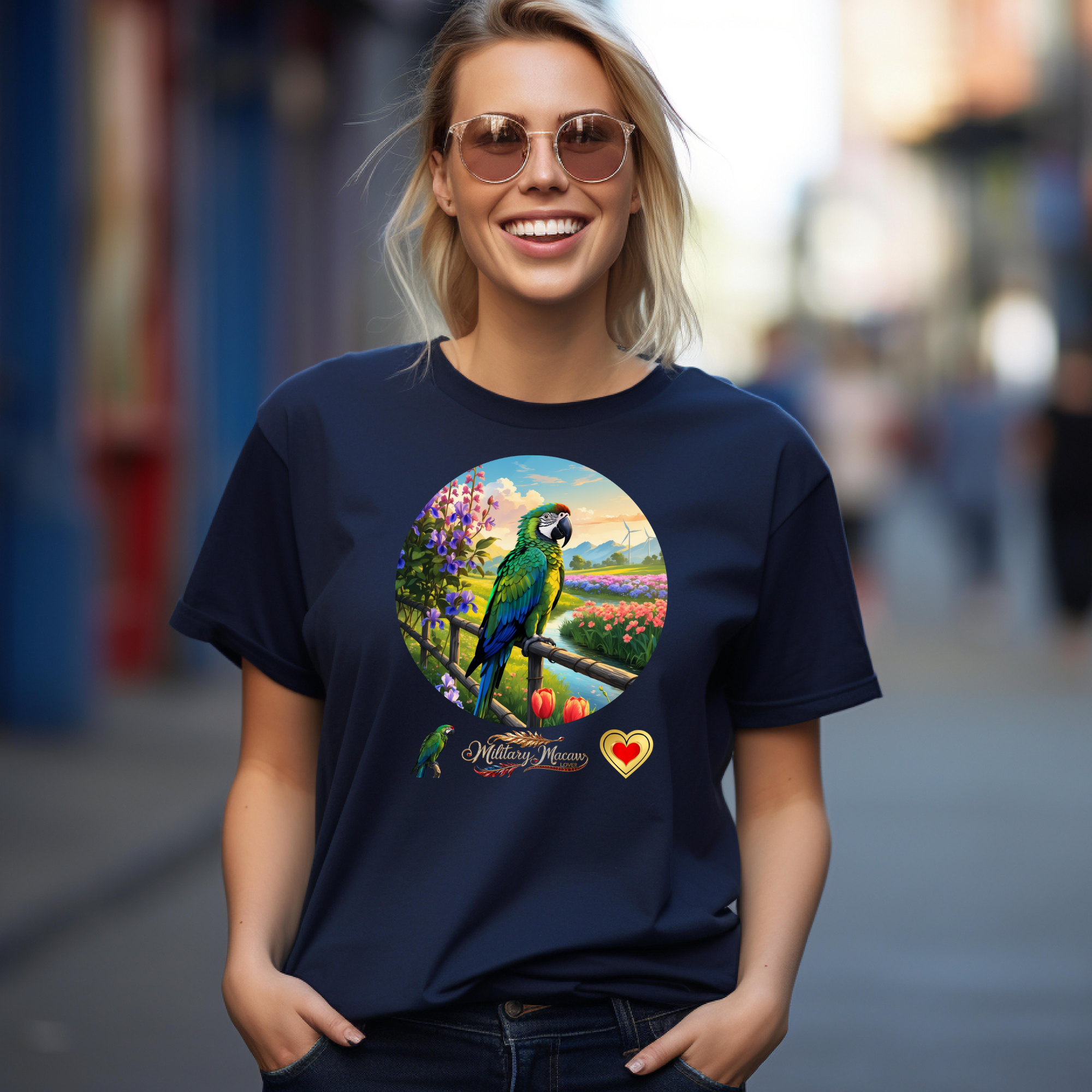 Military Macaw Lover Floral T-Shirt