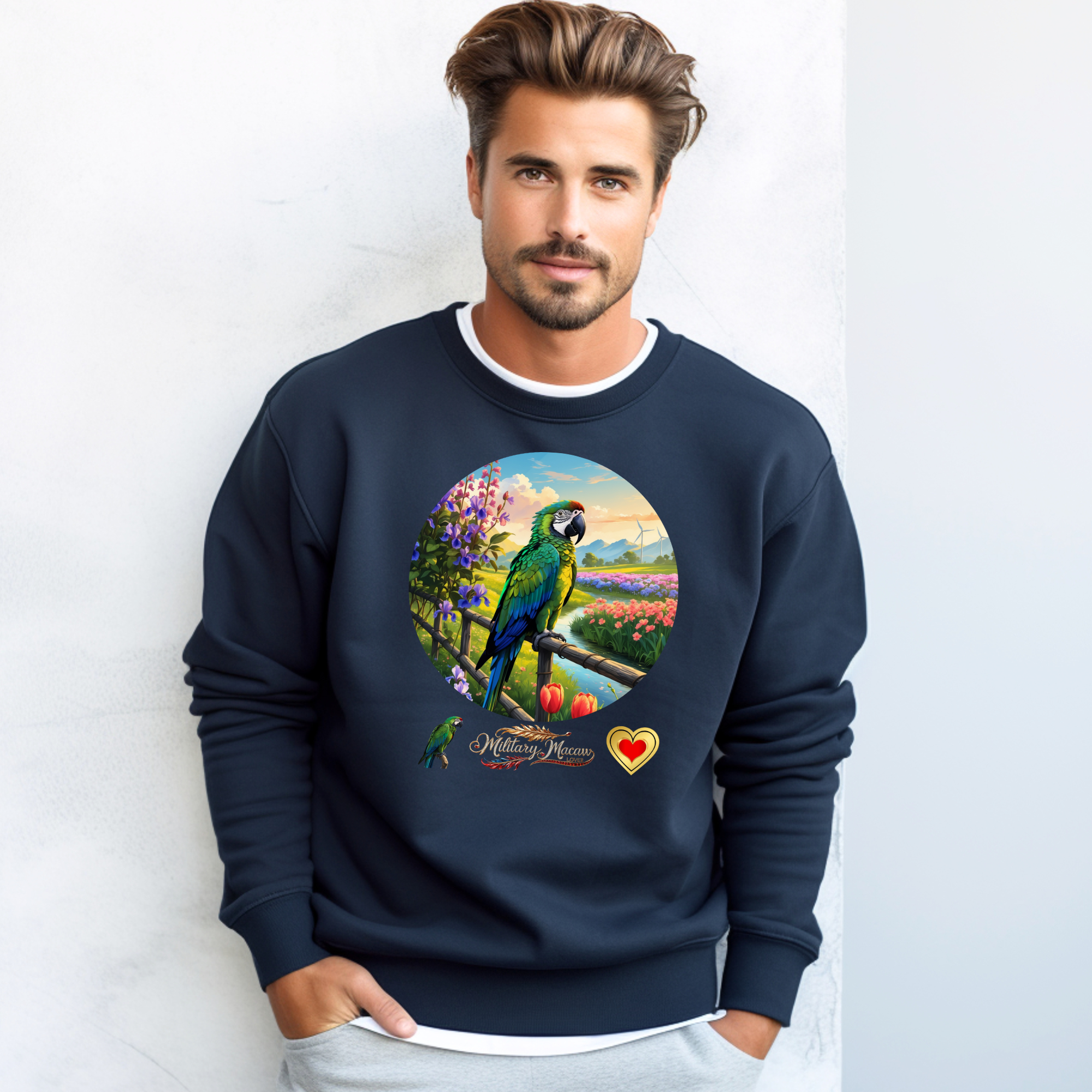 Military Macaw Lover Floral Sweatshirt